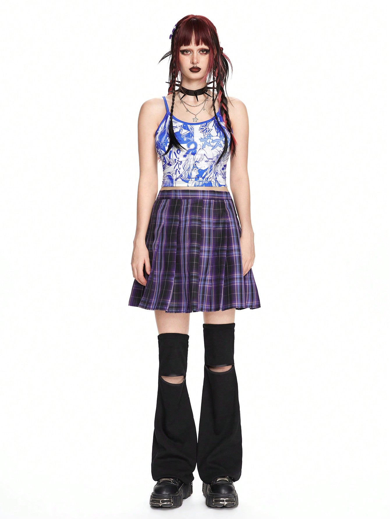 ROMWE Anime Top de tirantes lindo y kawaii de chica de dibujos animados japonesa para mujeres