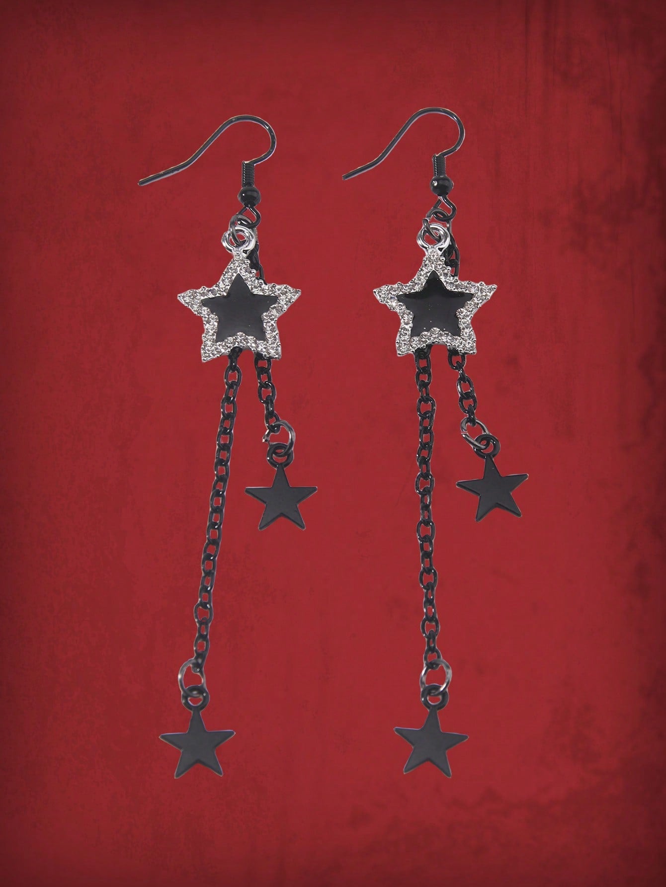 ROMWE Goth 1 par Pendientes largos moda aleación de zinc con estrella para mujeres para regalo de citas