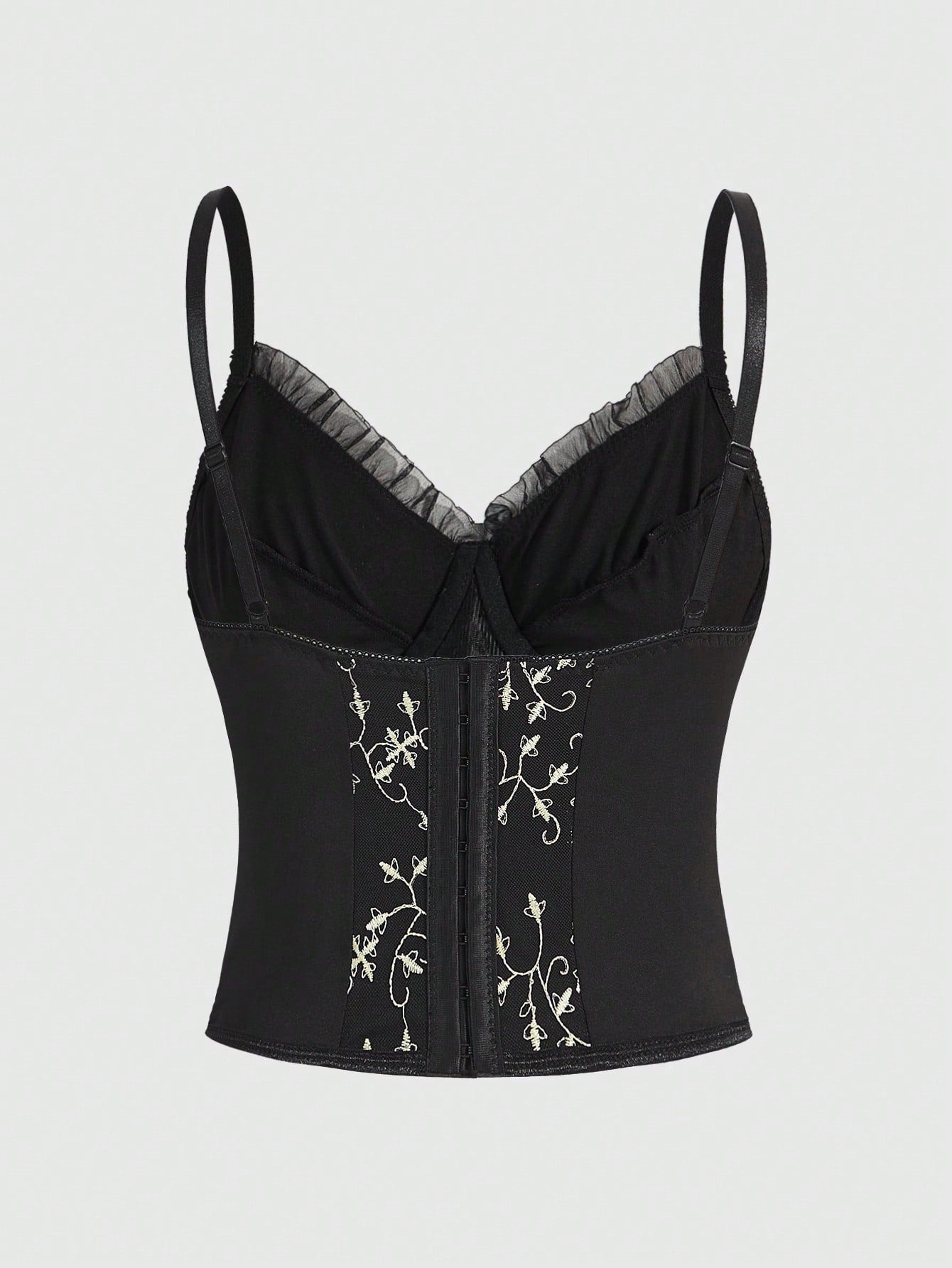 ROMWE Goth Bralette Camisero Bordado Con Aros Para Mujer