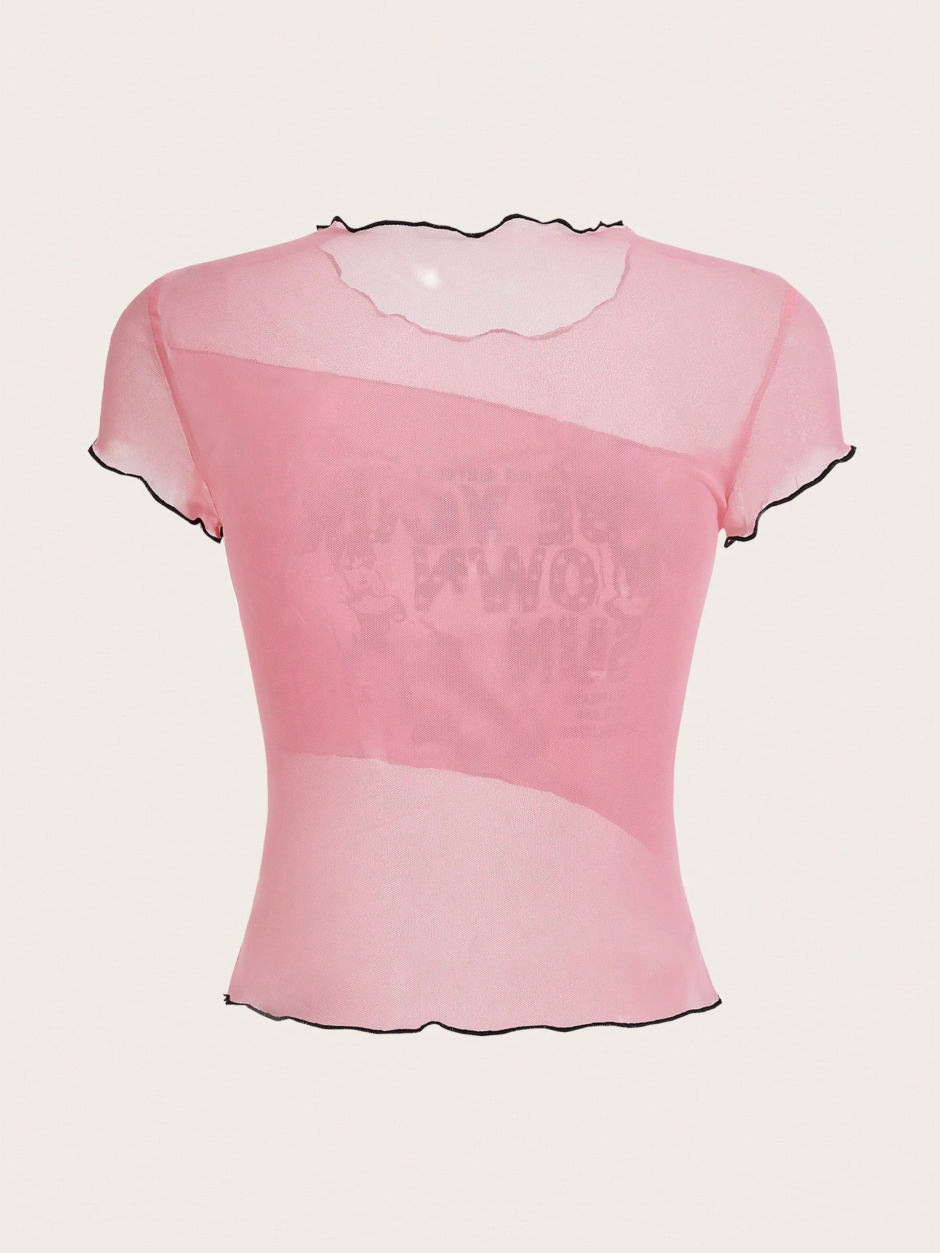SHEIN ICON Top con estampado de slogan y figura ribete en forma de lechuga de malla