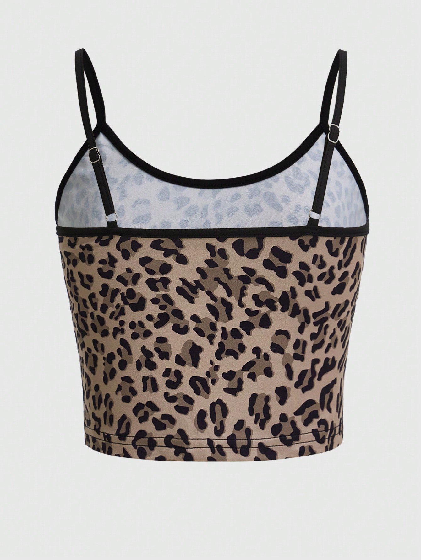 ROMWE Grunge Punk Top de tirantes con estampado de leopardo unido en contraste