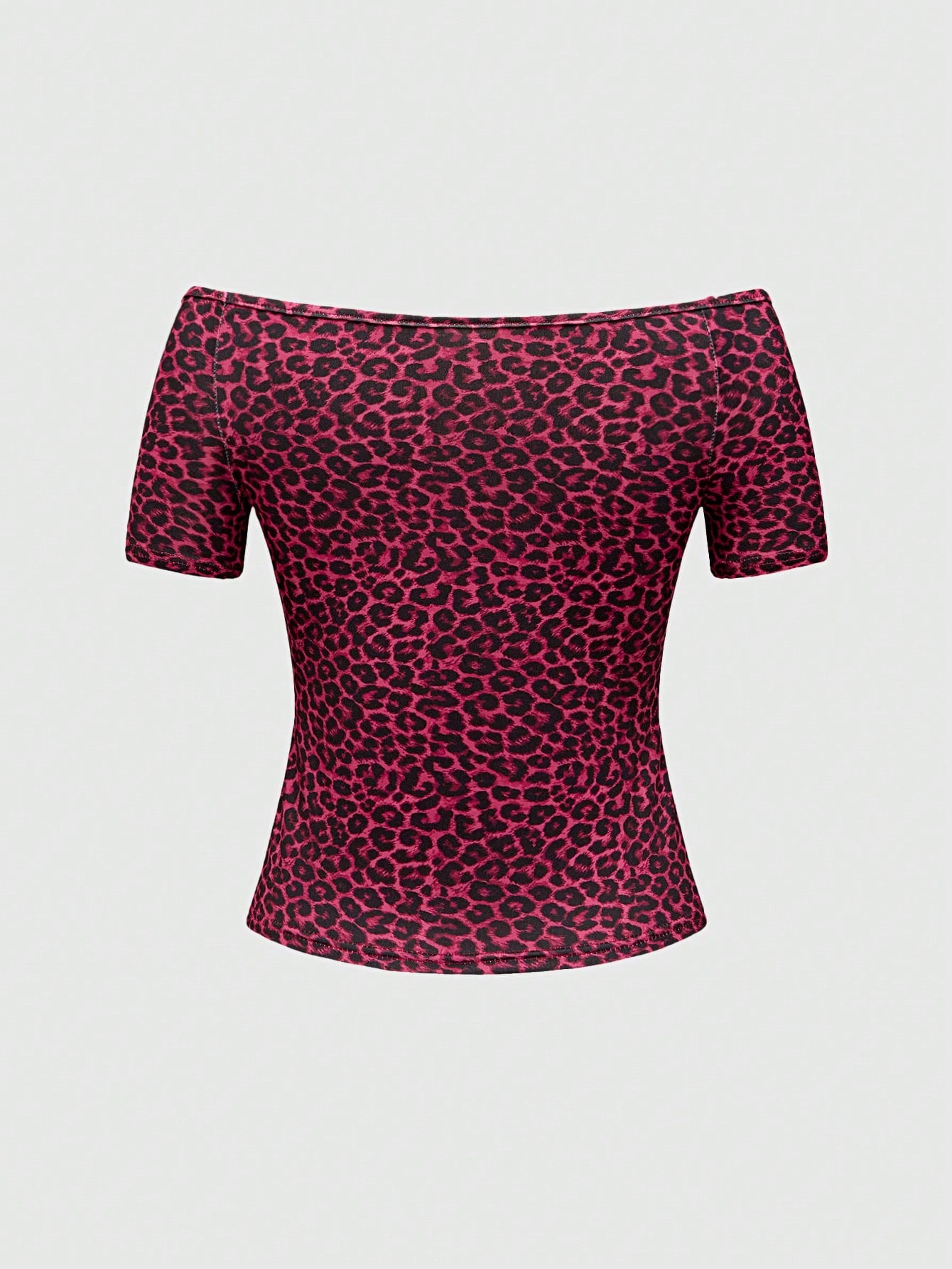 ROMWE Goth Camiseta de manga corta y cuello ancho con aplicación de pedrería cruzada para mujer