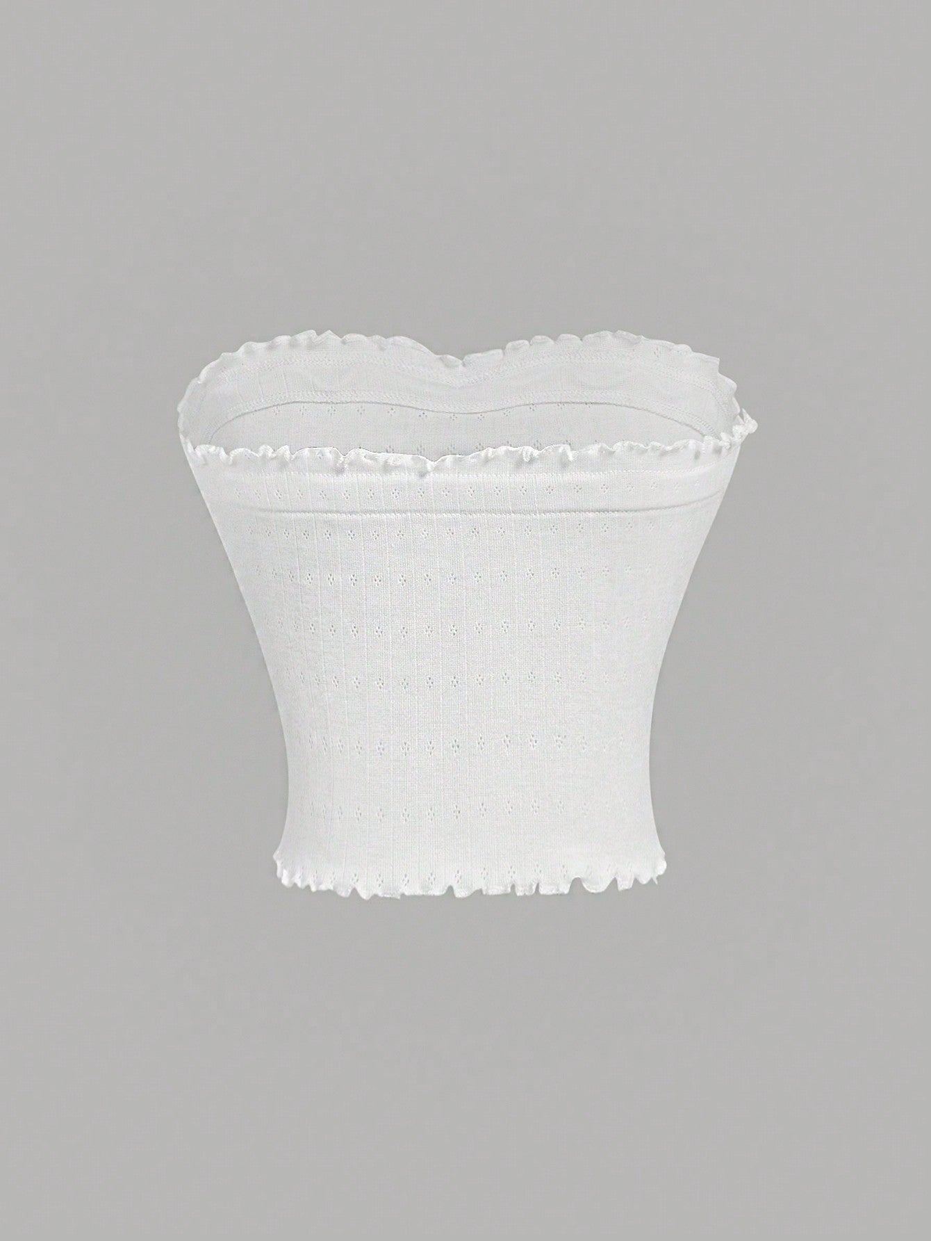 SHEIN MOD Blusa Bandeau De Jacquard Blanco Para Mujer Con Lazos