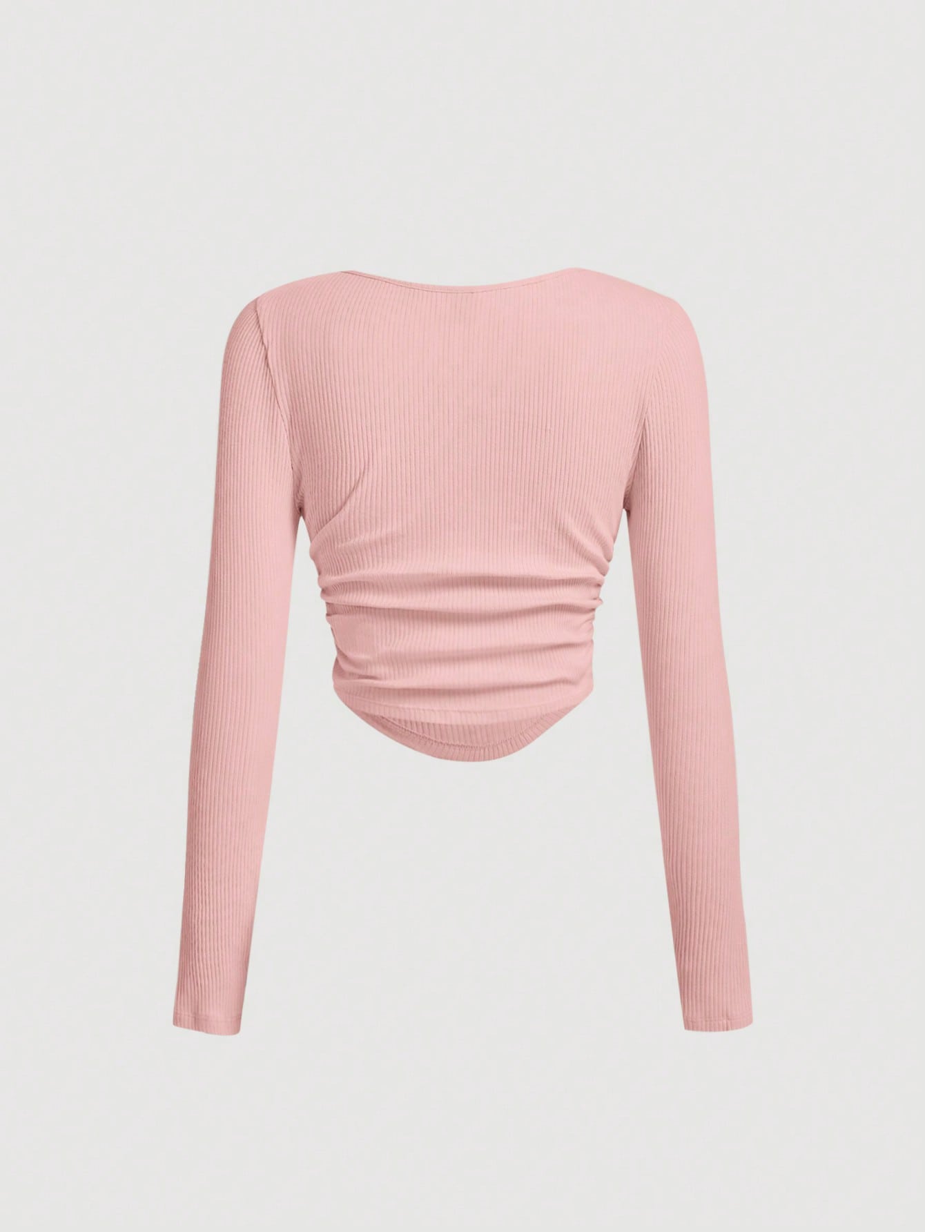 SHEIN MOD Camiseta de cuello scoop fruncido bajo curvo