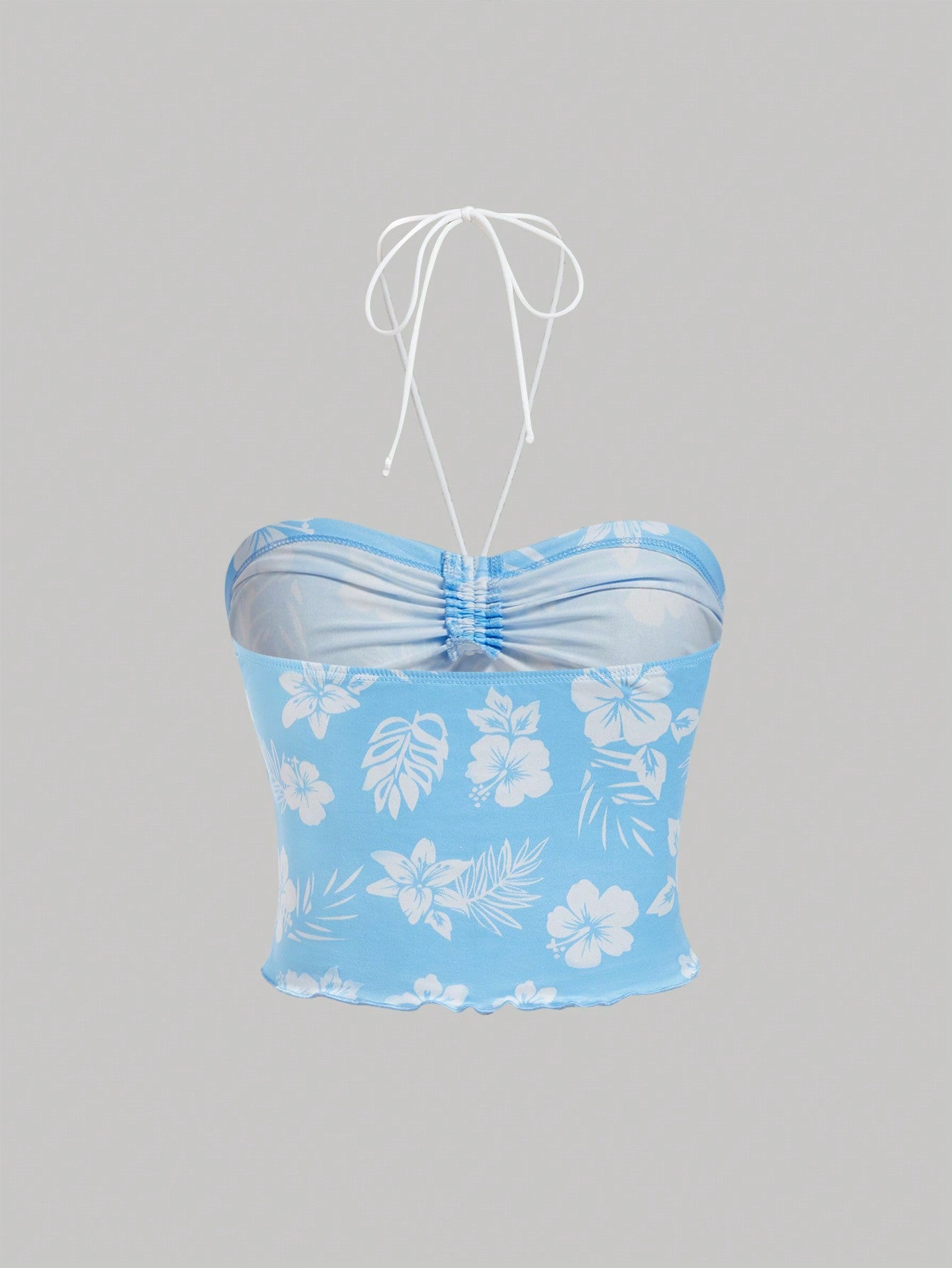SHEIN MOD Top de tanque sin mangas con cuello halter, cordón y estampado floral para mujer en el verano