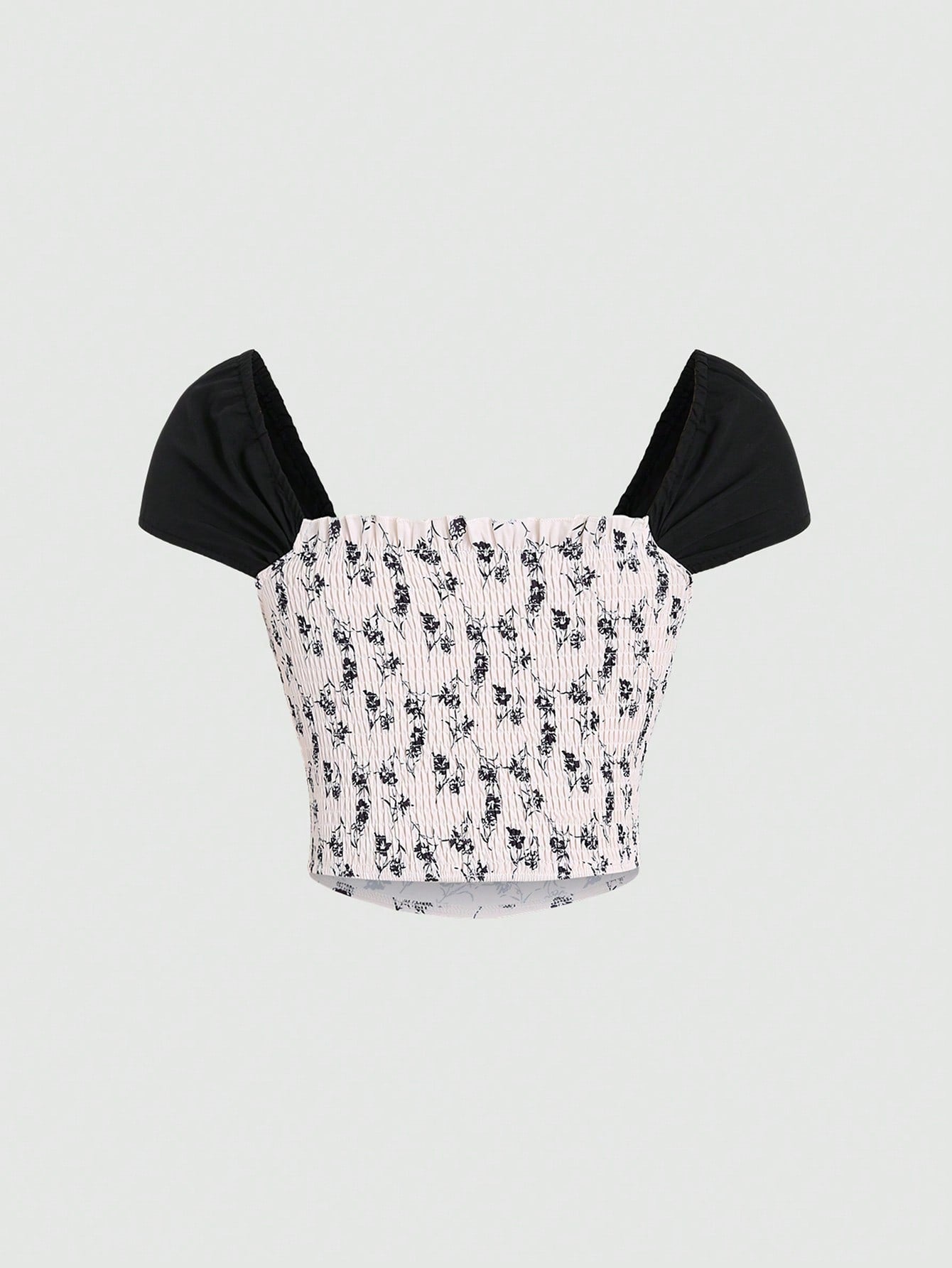 Flirla Mujeres camisa llena de pliegues con estampado y parche de arco, fashion diario para primavera y verano