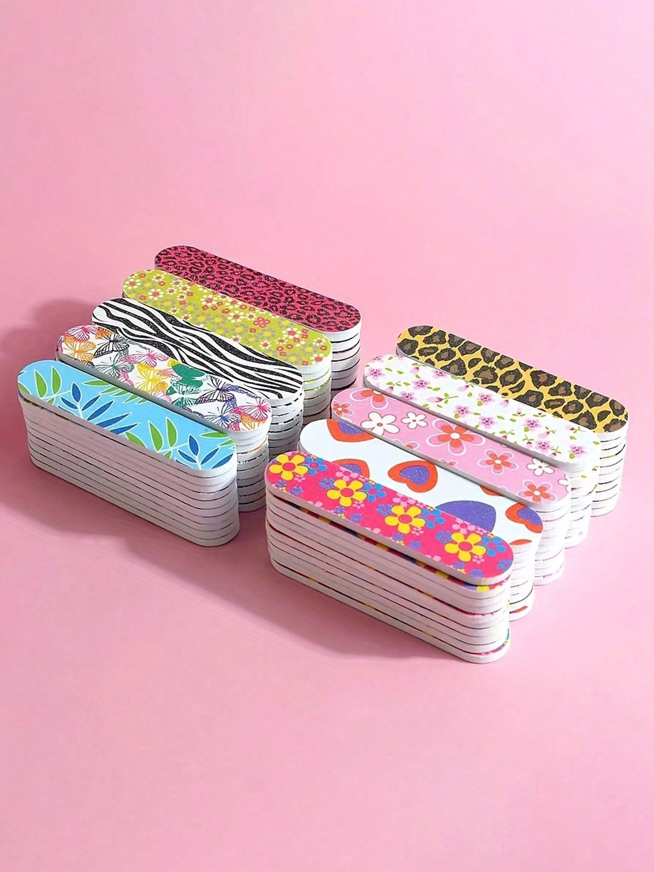 50 piezas Limas de uñas portátiles duraderas de doble cara, aptas para uñas naturales y artificiales, diseño compacto y colorido para manicura y pedicura