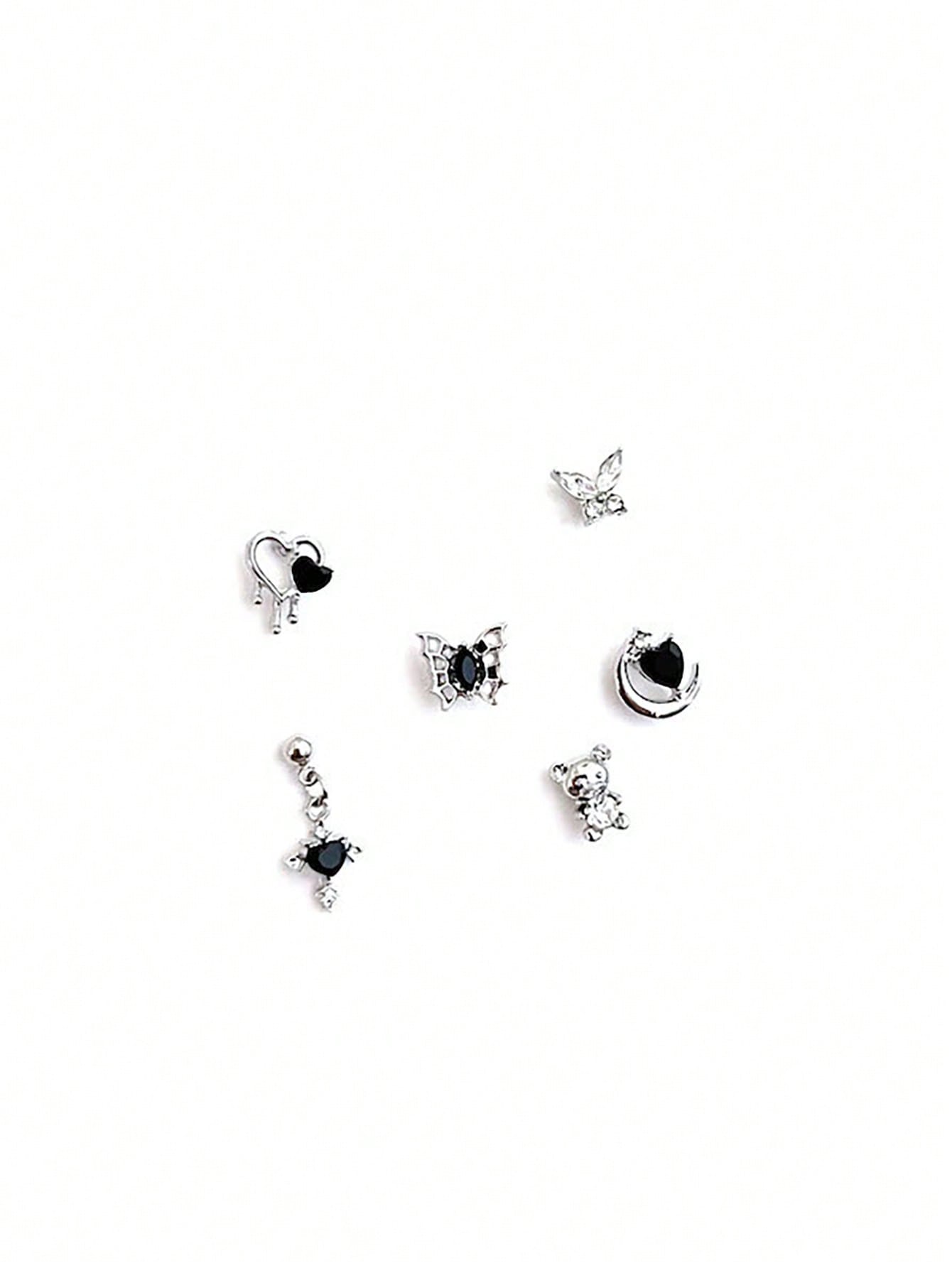 Conjunto de 6 piezas de pendientes de estilo punk minimalista con forma de mariposa superetérica y diseño único, adecuados para usar y usar en la vida diaria, fiestas, viajes y otras ocasiones