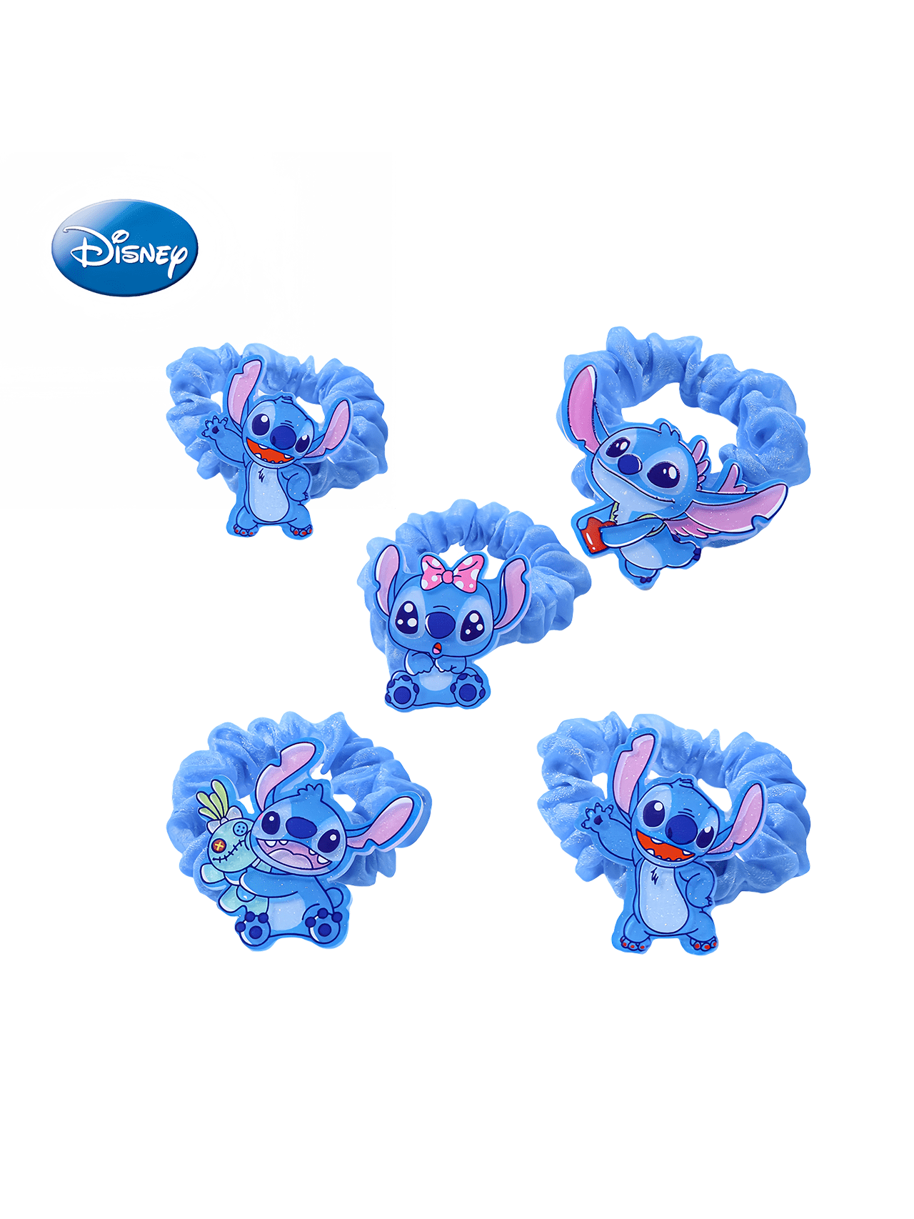 Diadema y horquilla de pelo azul autorizada de la caricatura de anime femenino Lilo & Stitch, accesorio de cabello lindo Kawaii para chicas y mujeres