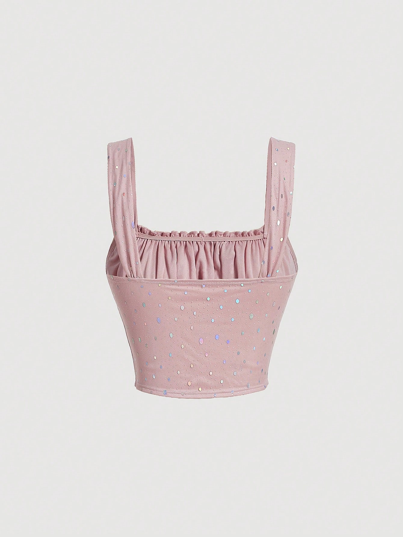 SHEIN MOD Top de tirantes con diseño de lentejuelas con cordón delantero pecho con fruncido