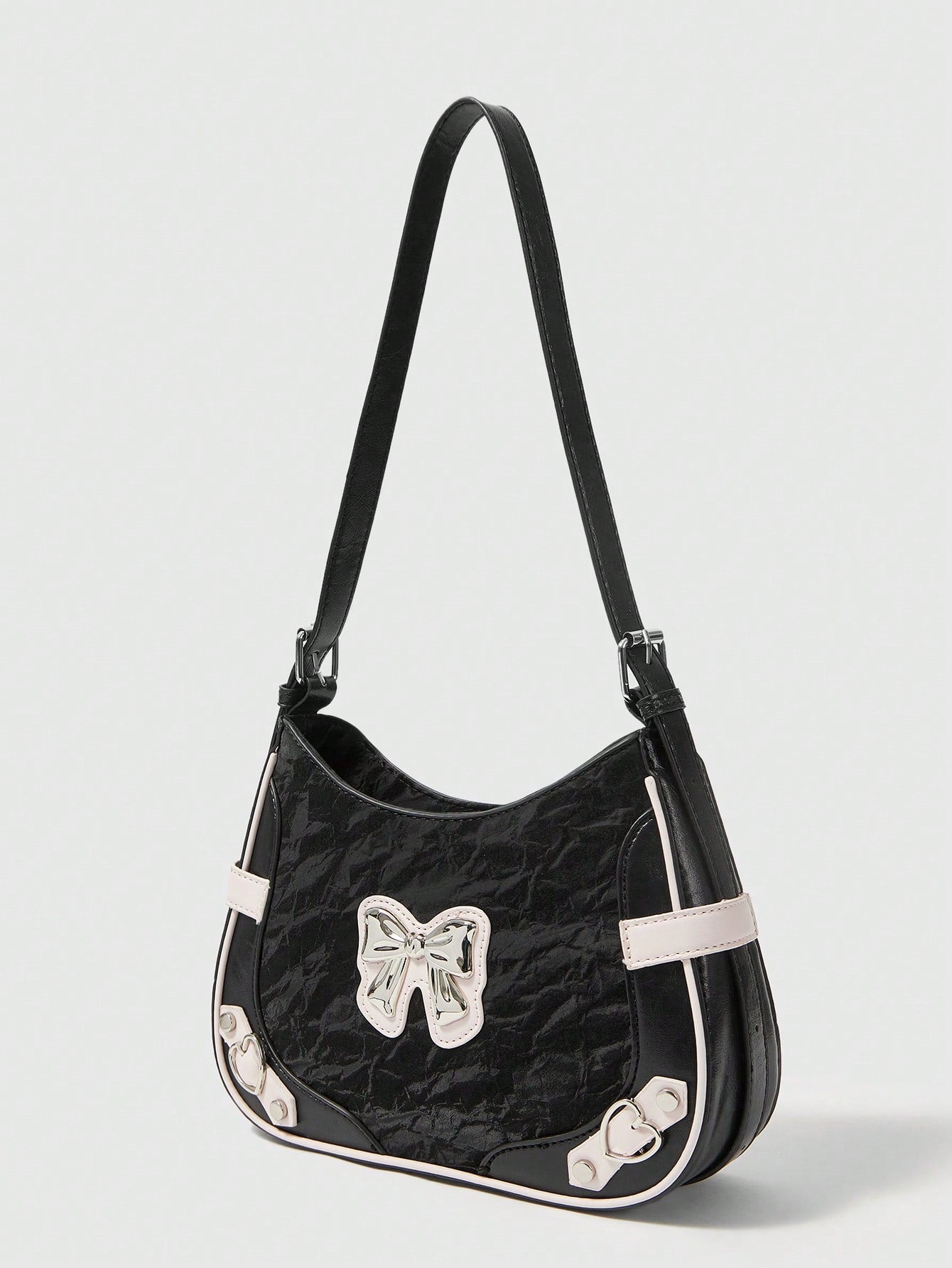 ROMWE Kawaii 1 pieza Bolso cruzado de hombro y axila con decoración de moño elegante, adecuado para citas y el Día de San Valentín