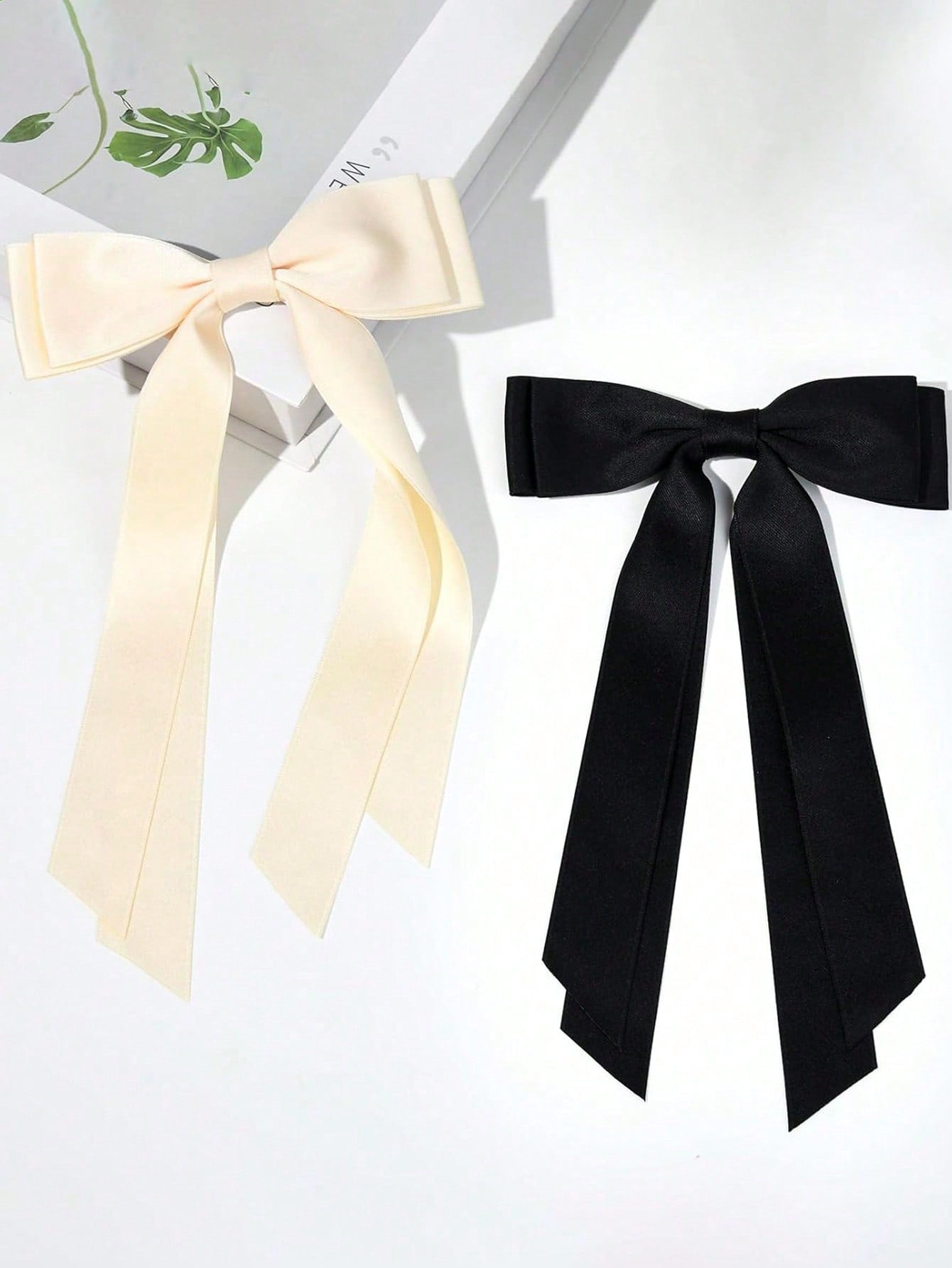 Set de 4 broches de pelo de satén negro, blanco y rojo con lazo, accesorios de pelo elegantes y versátiles de alta gama, adecuados para el uso diario, ir al trabajo, casual, fiestas, lavarse la cara