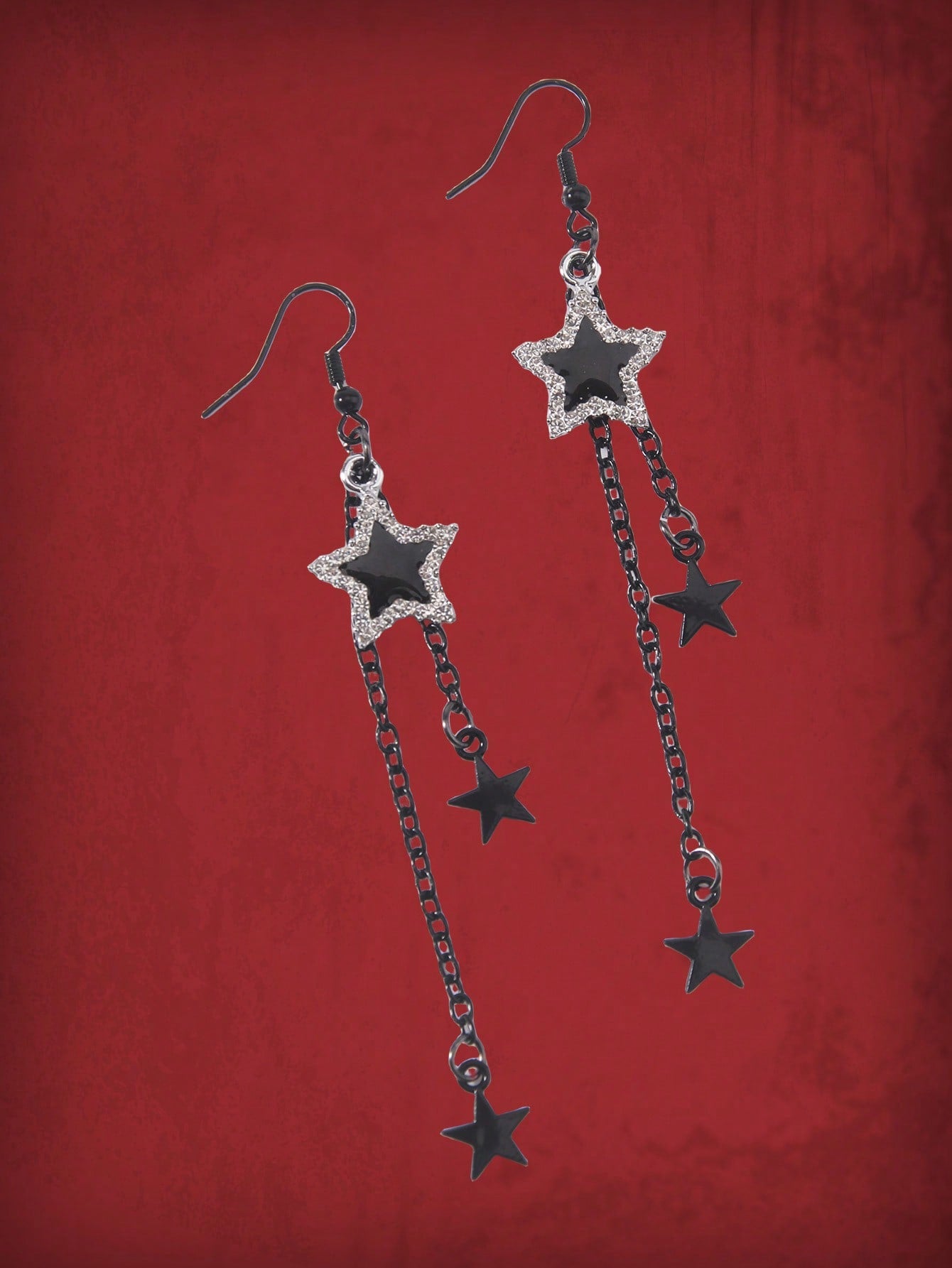 ROMWE Goth 1 par Pendientes largos moda aleación de zinc con estrella para mujeres para regalo de citas