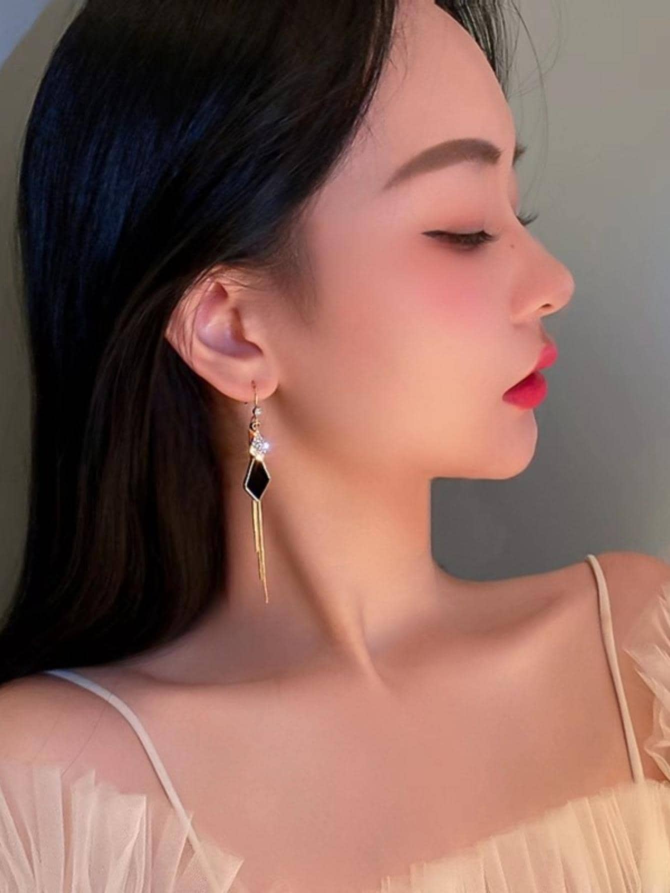 1 par Pendientes largos moda aleación de zinc con diamante de imitación para mujeres para vida diaria