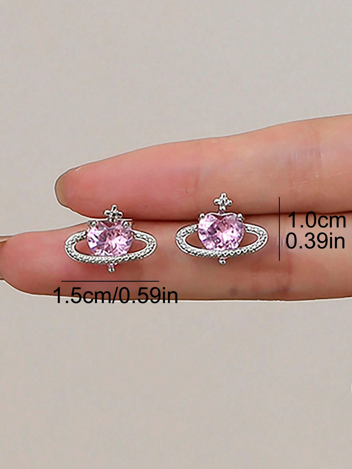 1 par Pendientes moda zirconia cúbica con corazón & con diseño de planeta para mujeres para decoración diaria