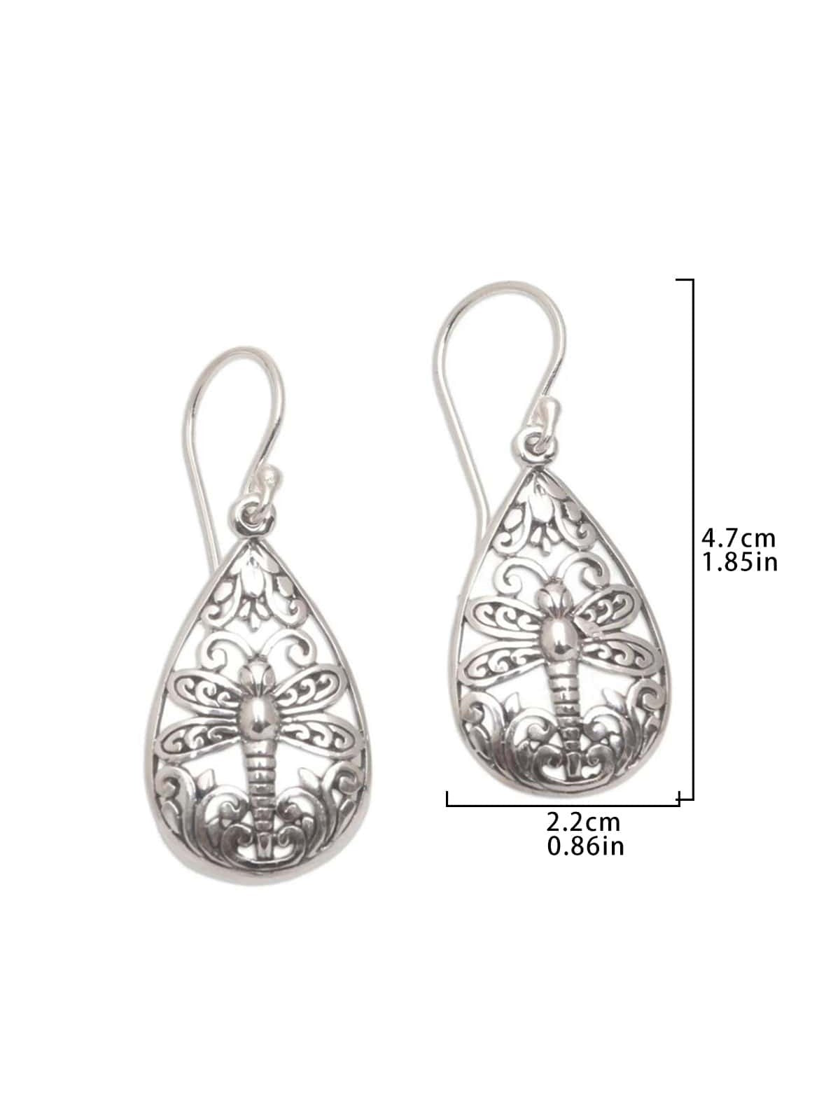 1 par Pendientes vintage de lágrima en forma de con abertura con diseño de libélula de moda