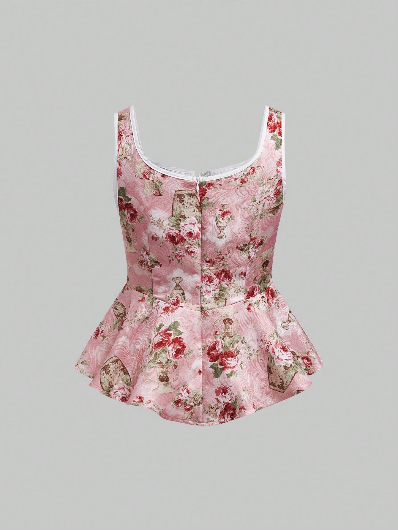 ROMWE Kawaii Top de tanque de camisola con estampado floral para Mujeres en estilo de vacaciones