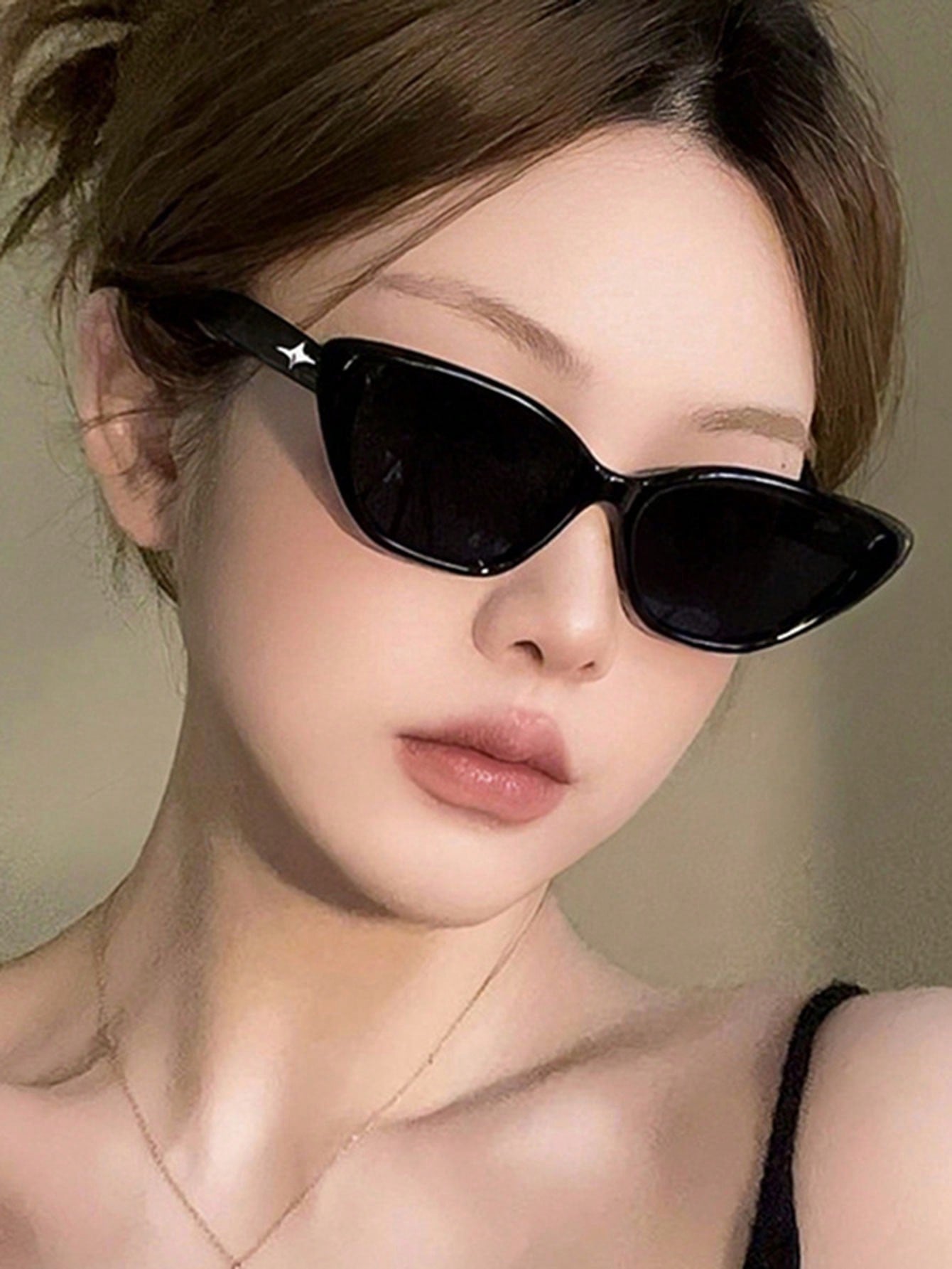 1 pieza Gafas de moda estilo vintage con montura triangular de ojo de gato, de alta calidad, estilo callejero