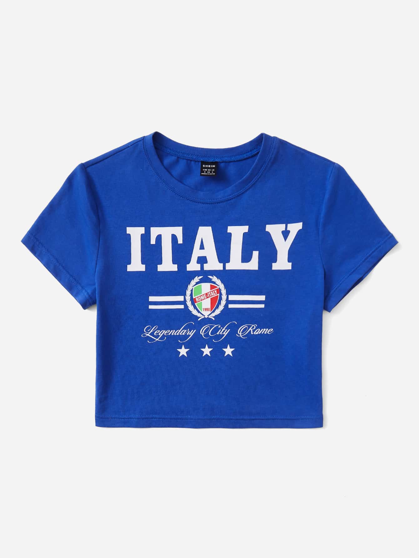 SHEIN EZwear Camiseta béisbol crop con estampado de letra