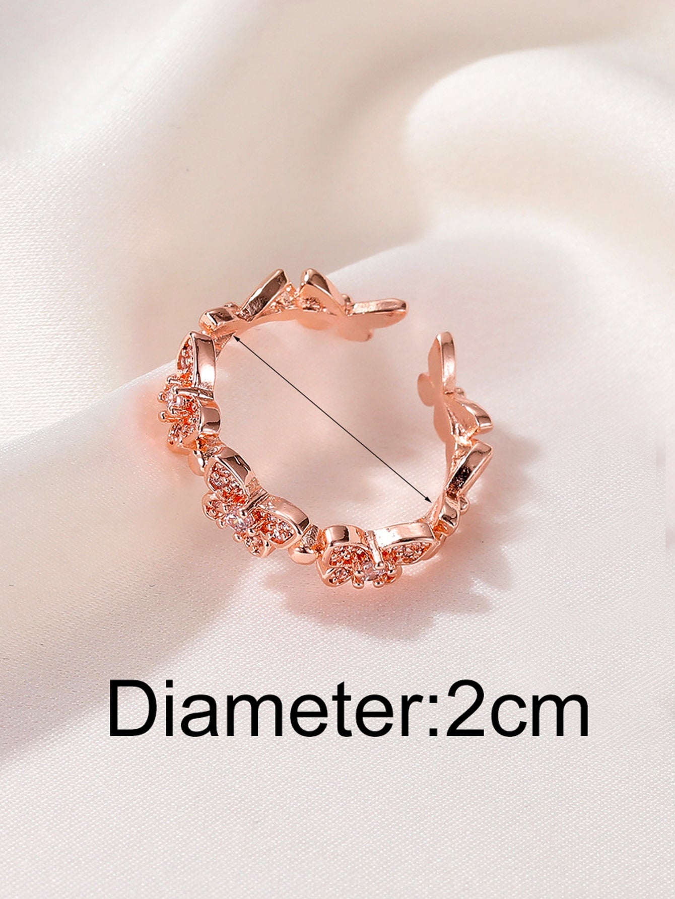 1 Pieza Anillo De Cobre Minimalista Y Versátil Con Forma De Mariposa Con Diamante Artificial Y Enchapado, Perfecto Para Uso Diario Por Mujeres