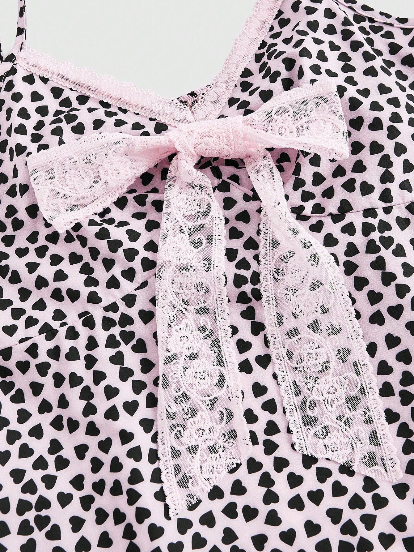 ROMWE J-Fashion Camiseta Sin Mangas Con Lazo Y Estampado De Corazones Para Mujer