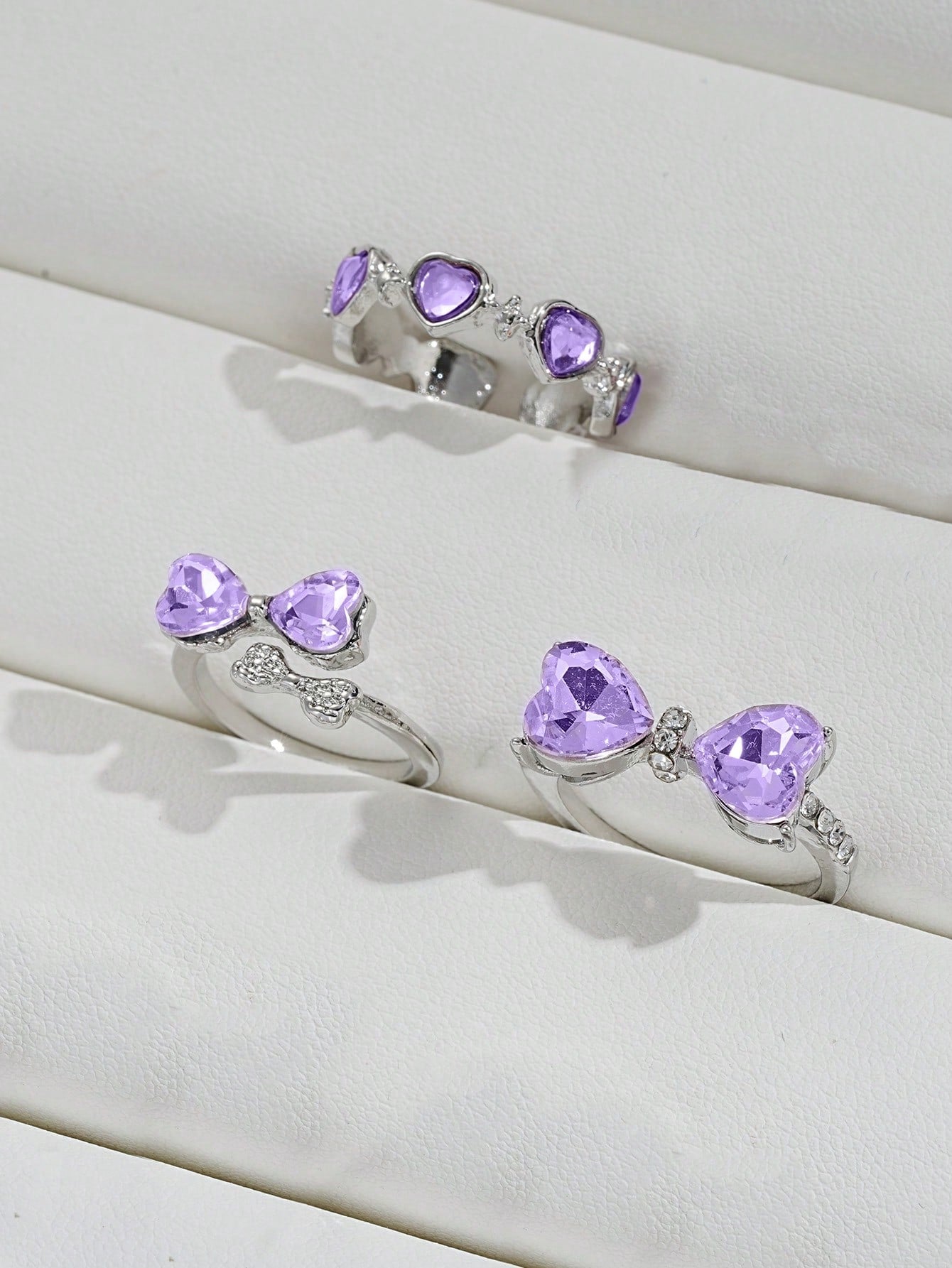 Conjunto De 3 Anillos De Moda Con Decoración De Mariposa, Corazón Y Diamante De Imitación Estilo Y2k Para Mujeres. Perfecto Para Citas, Fiestas, Regalos Del Día De San Valentín O Uso Diario.