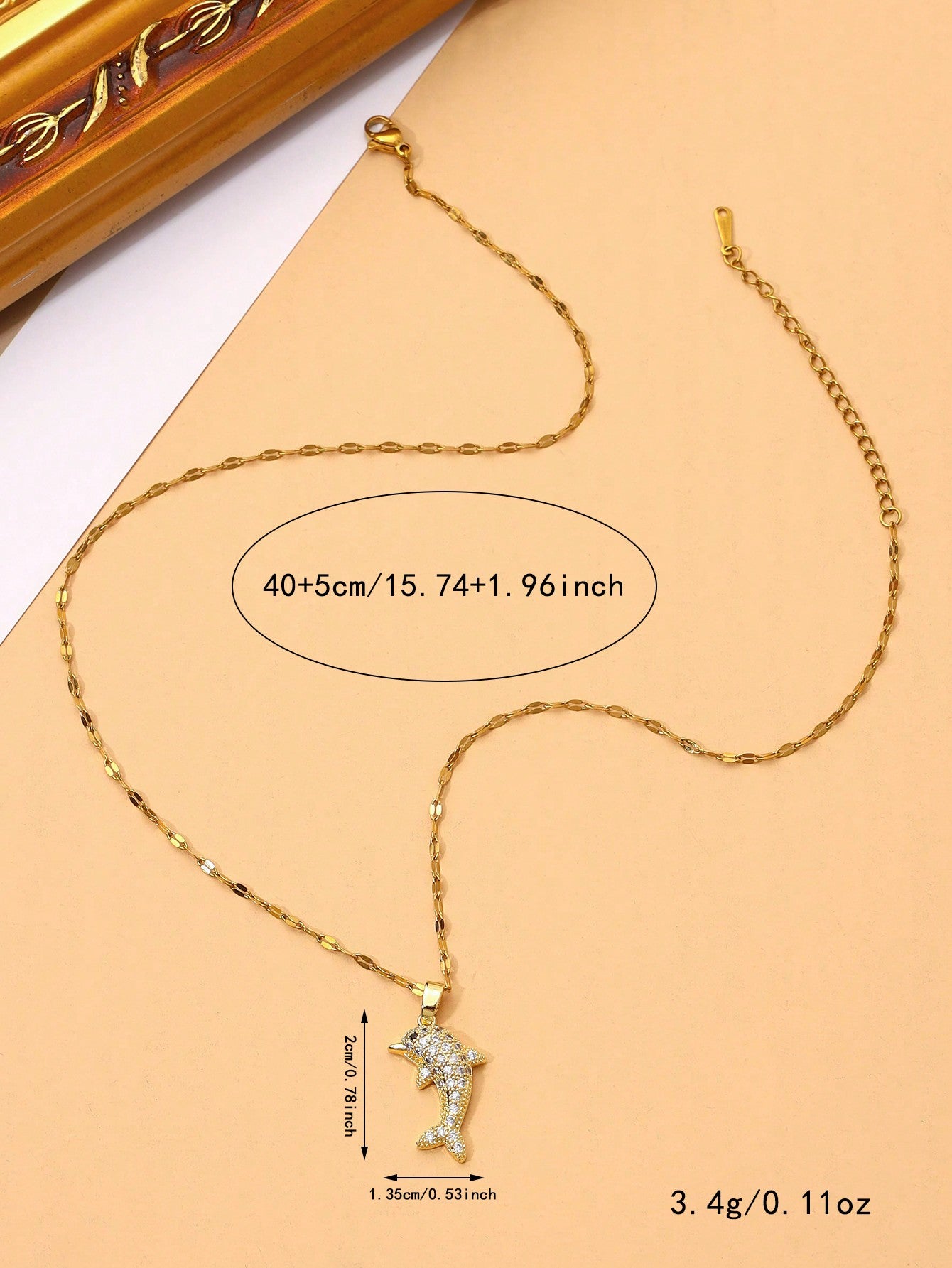 1 Pieza Colgante De Delfín De Cobre Con Microincrustaciones, Temática Oceánica, Cadena De Acero Inoxidable Con Labios Elegante E Inusual, Regalo De Bodas