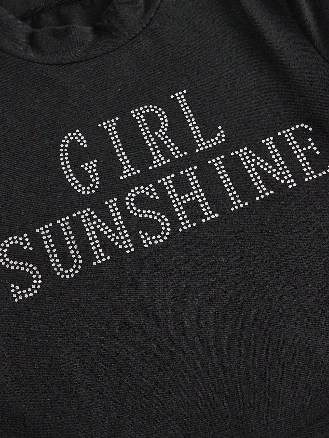 ROMWE Grunge Punk Camiseta de mujeres de manga corta con tachuela diamante de imitación