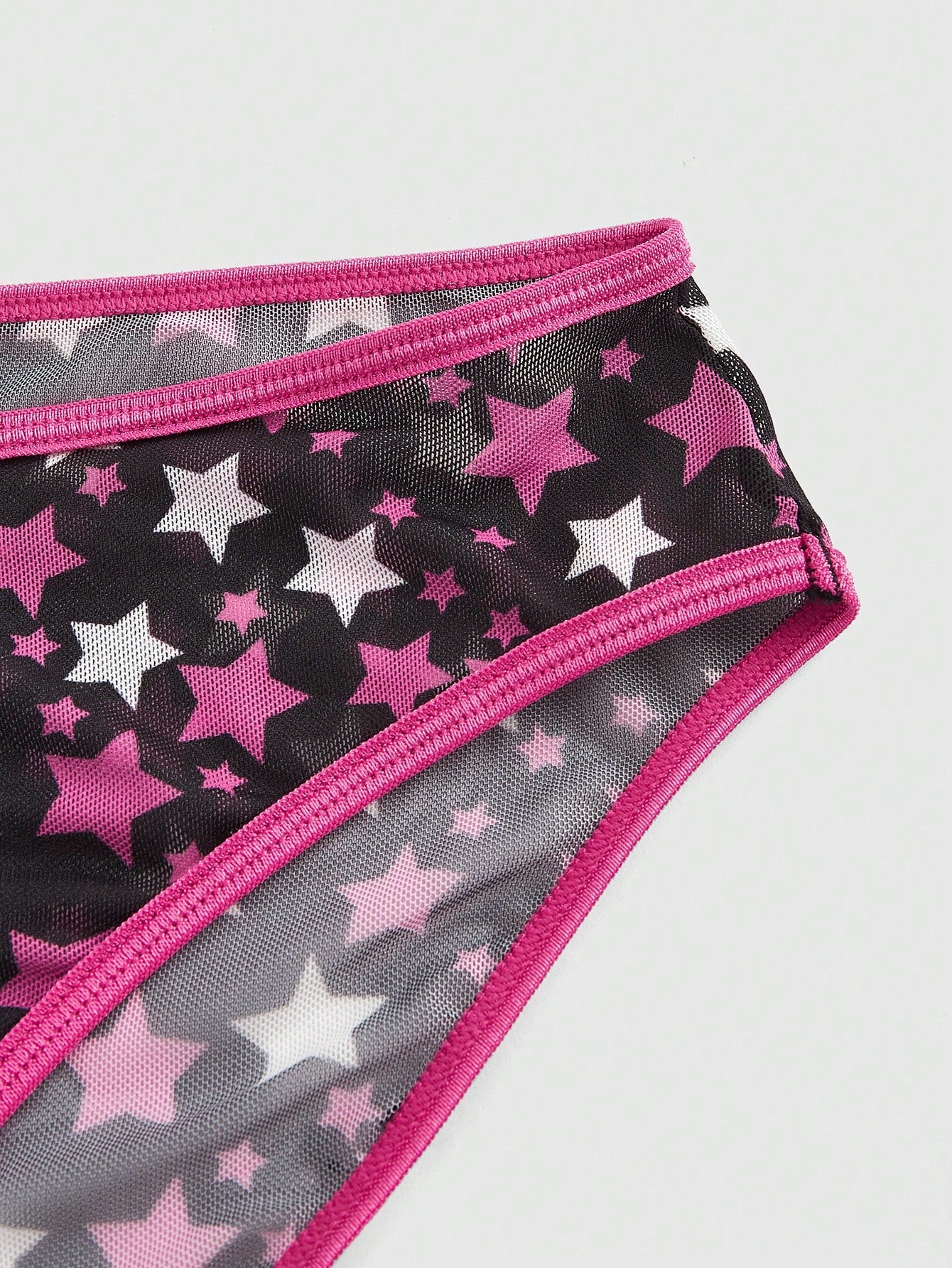 ROMWE J-Fashion Conjunto sexy de lencería Shibuya Gal con estrellas de cinco puntas y detalles de encaje y malla