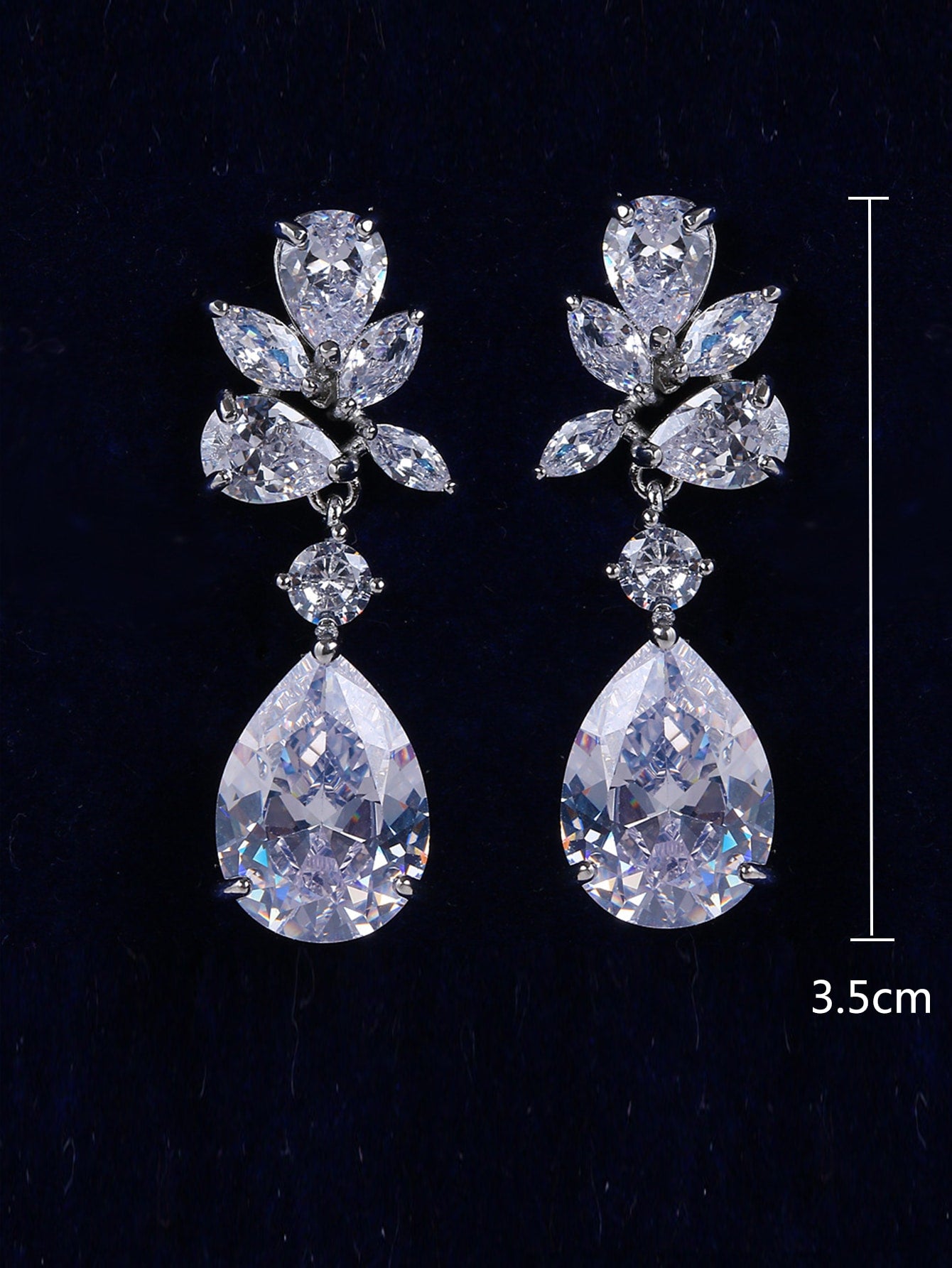 1 par de aretes de lujo con decoración de rhinestones con forma de gota de agua para novia, para boda, real, Halloween