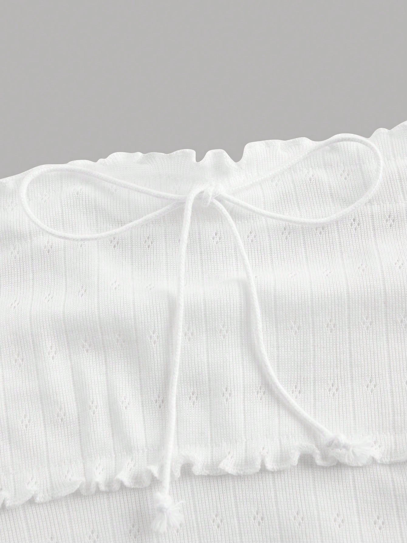 SHEIN MOD Blusa Bandeau De Jacquard Blanco Para Mujer Con Lazos
