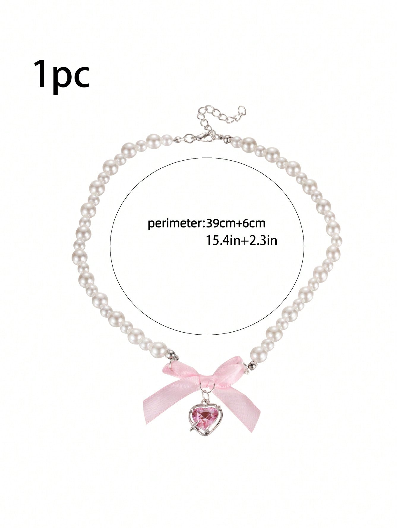 1 pieza Collar con forma de corazón rosa romántico con lazo para mujeres, dulce y puro, cadena de clavícula para San Valentín