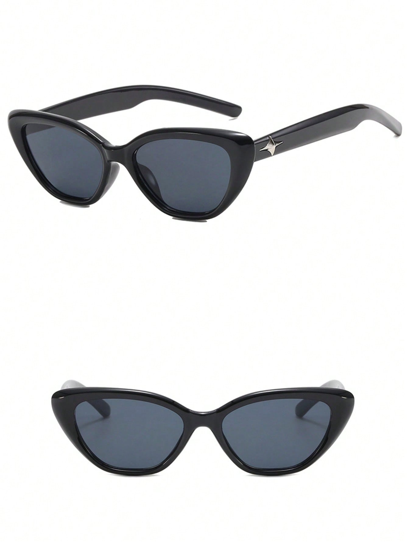 1 pieza Gafas de moda estilo vintage con montura triangular de ojo de gato, de alta calidad, estilo callejero