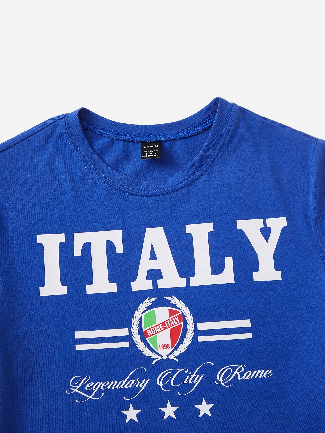SHEIN EZwear Camiseta béisbol crop con estampado de letra