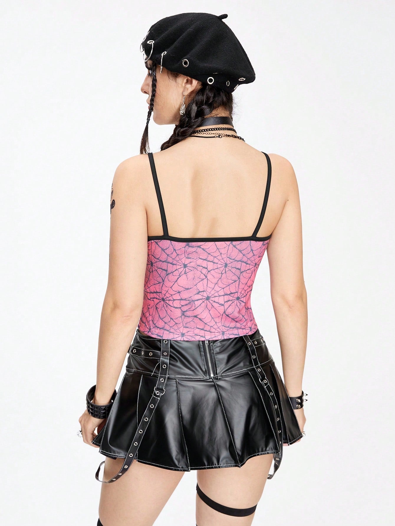ROMWE Goth Camiseta sin mangas ajustada con araña 3D bordada para mujer, estilo gótico