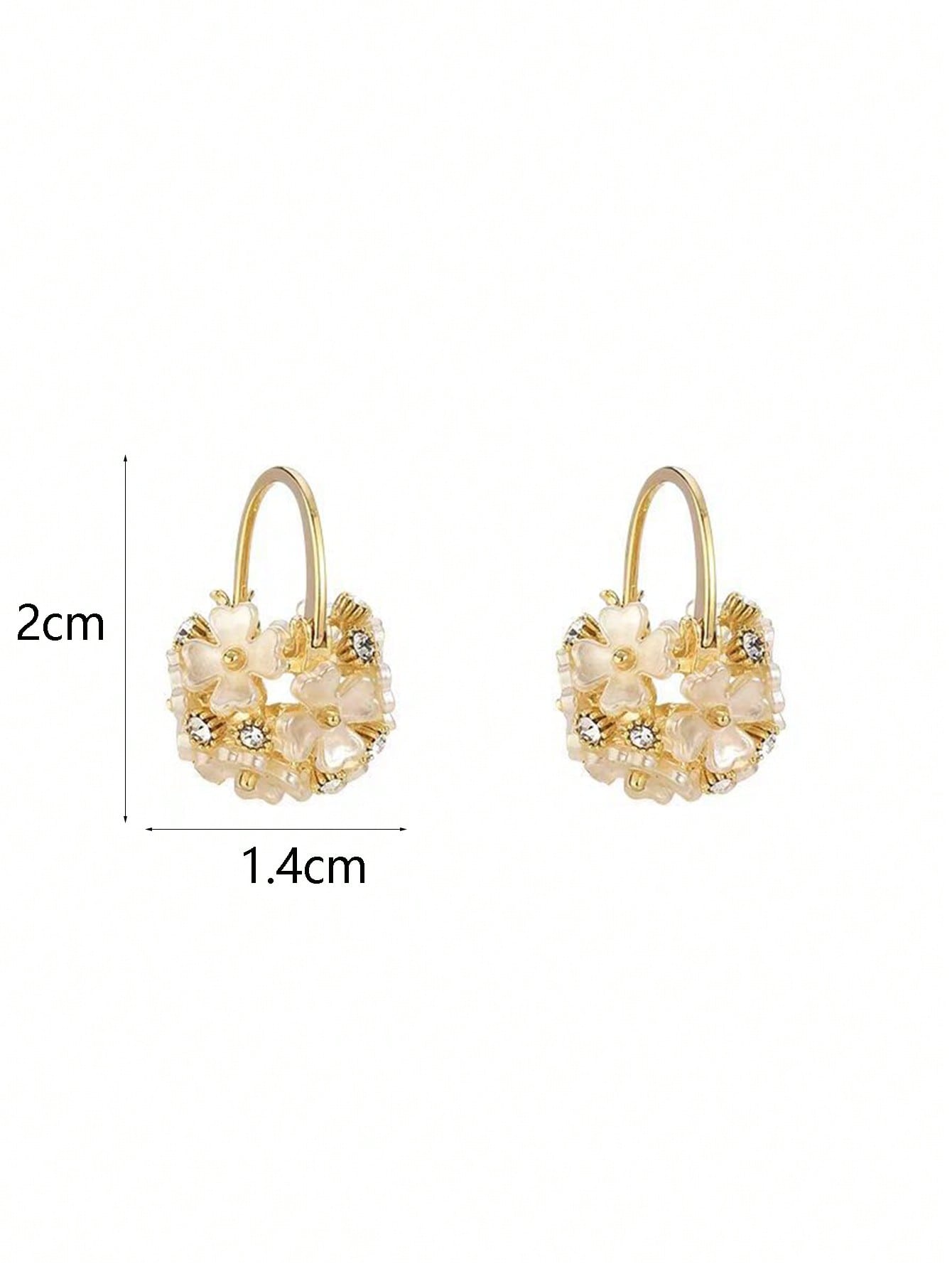 1 Par De Aretes De Lujo Y Moda Con Forma De Flores En Estilo De Bosque, Esfera Incrustada Con Diamantes De Imitación