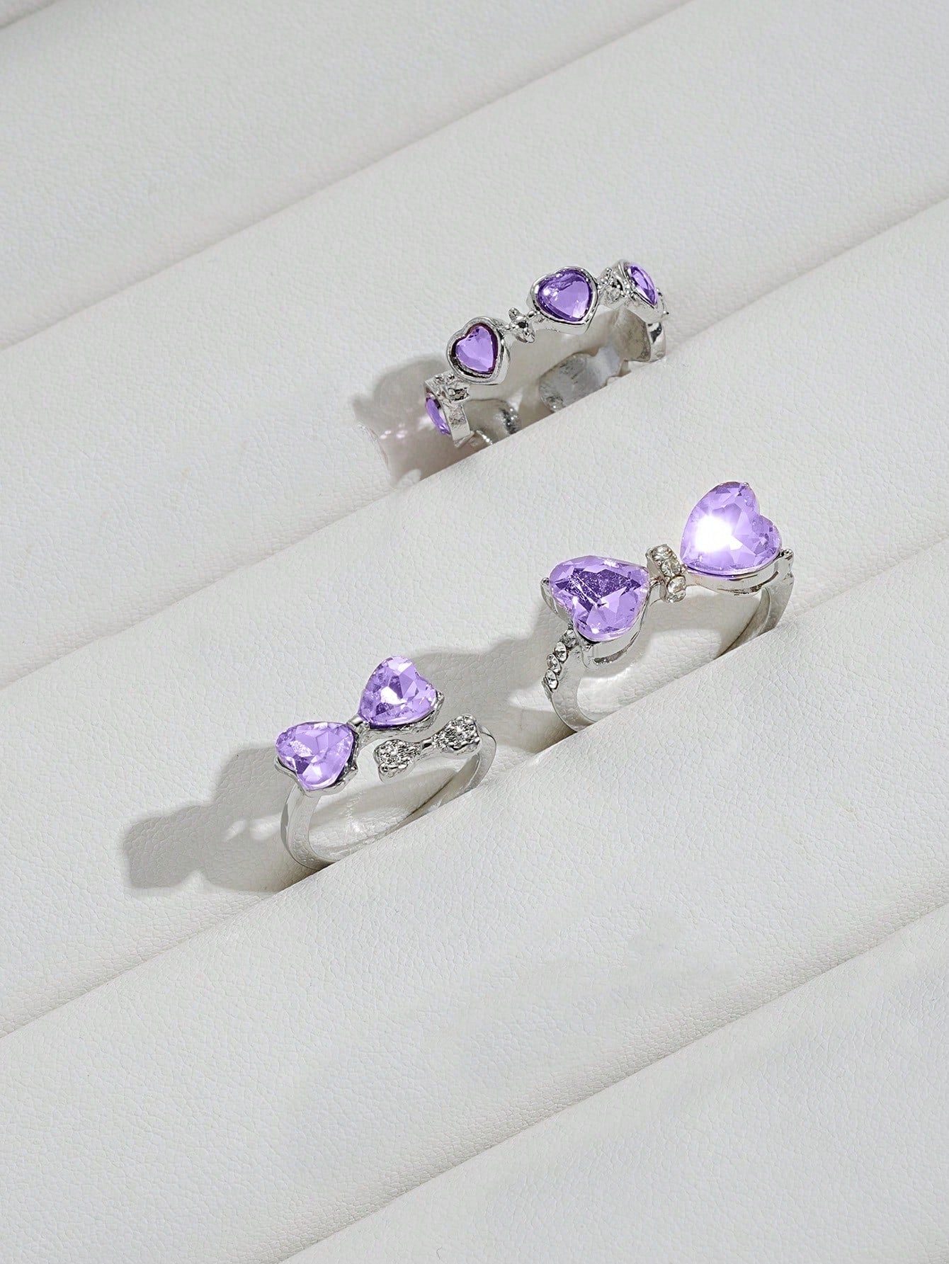 Conjunto De 3 Anillos De Moda Con Decoración De Mariposa, Corazón Y Diamante De Imitación Estilo Y2k Para Mujeres. Perfecto Para Citas, Fiestas, Regalos Del Día De San Valentín O Uso Diario.