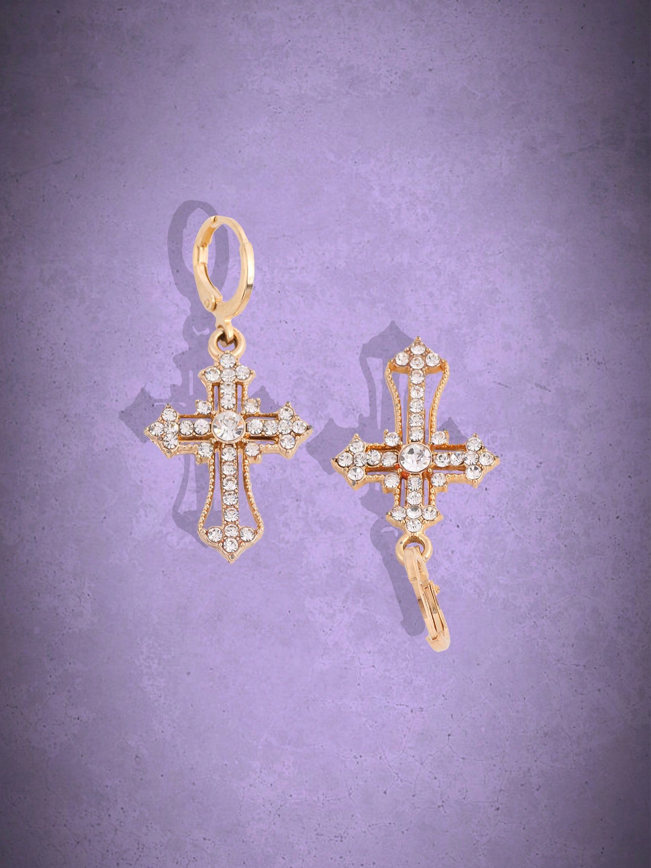 ROMWE Goth 1 par Pendientes colgantes con cruz moda aleación de zinc con diamante de imitación para mujeres para regalo de citas