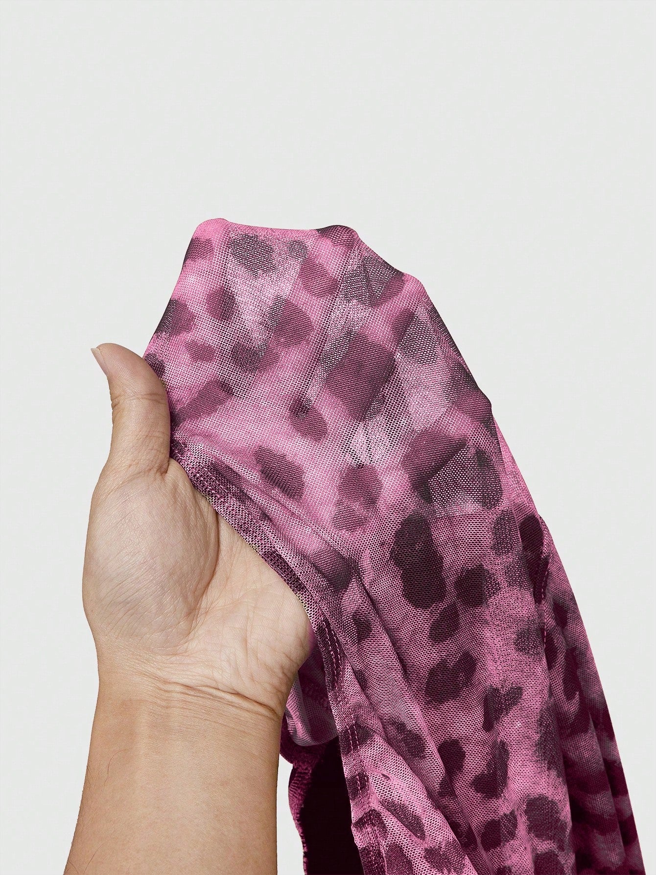 ROMWE Blusa con volantes de malla con estampado de leopardo para mujer