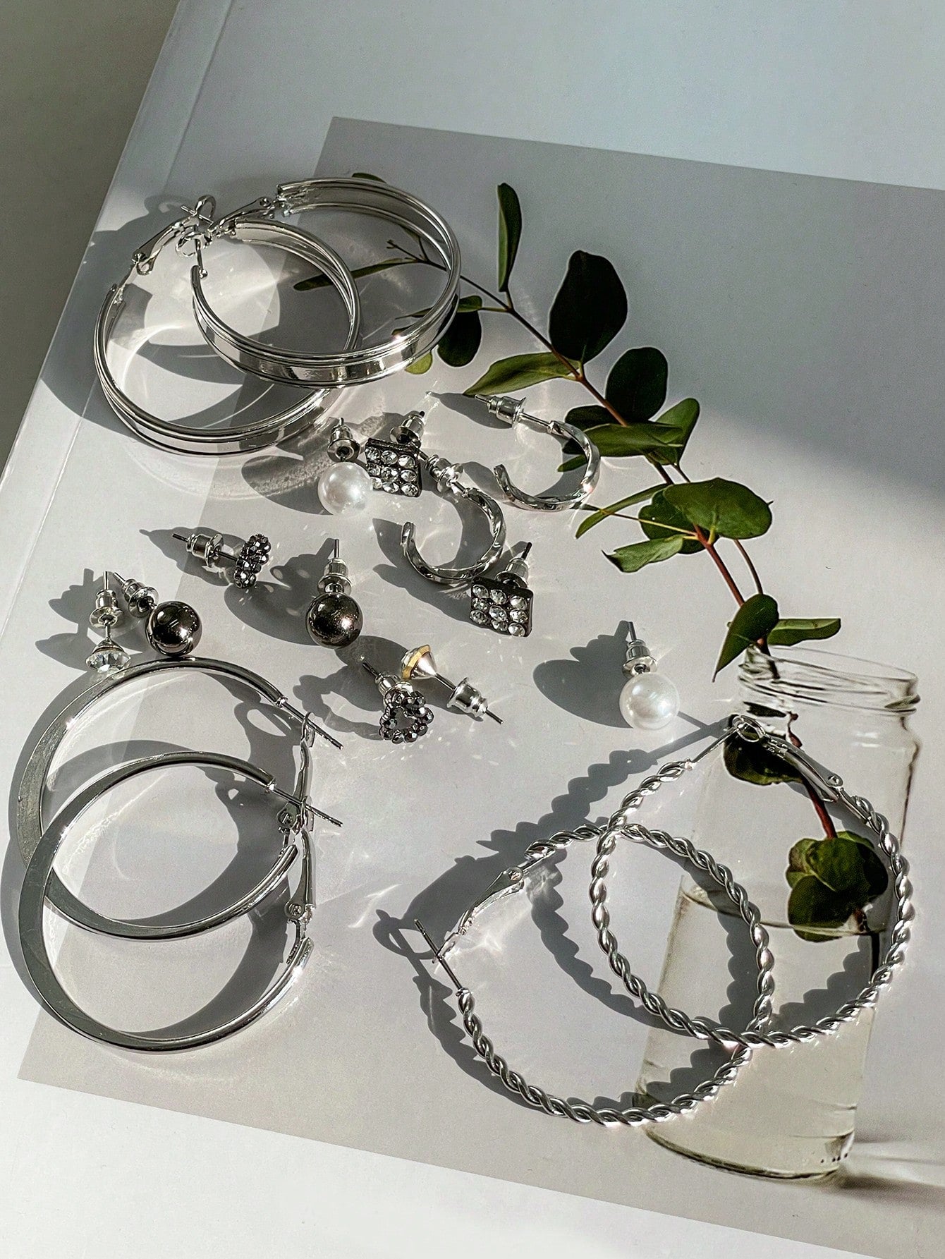DAZY Conjunto De 9 Pendientes Elegantes De Perlas Sintéticas Y Diamantes De Imitación Para Mujeres