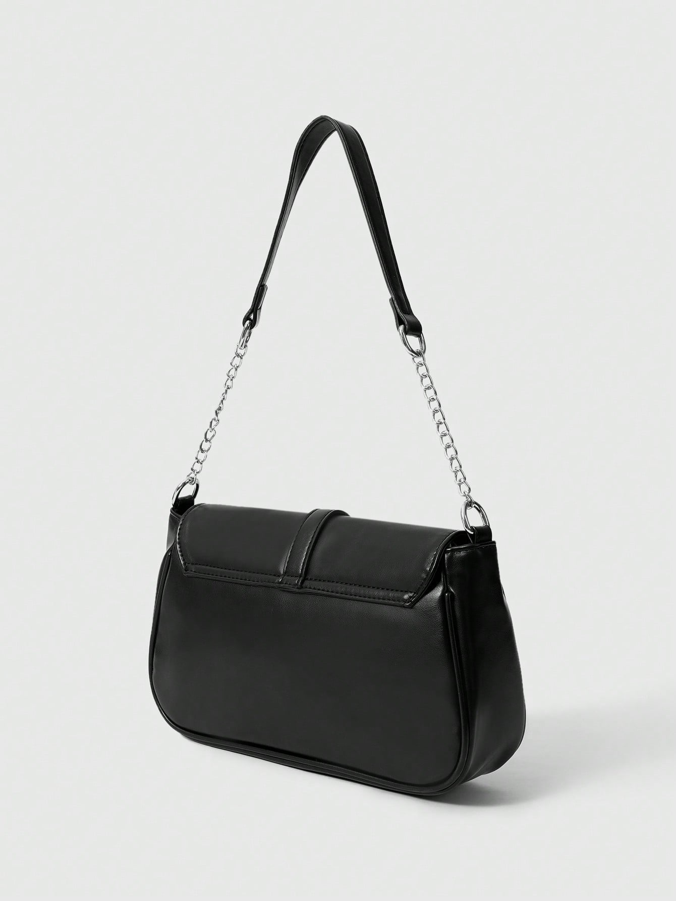 ROMWE Goth 1 pieza Bolso de hombro negro con decoración de remaches de estilo punk para mujer, apto para uso diario y citas