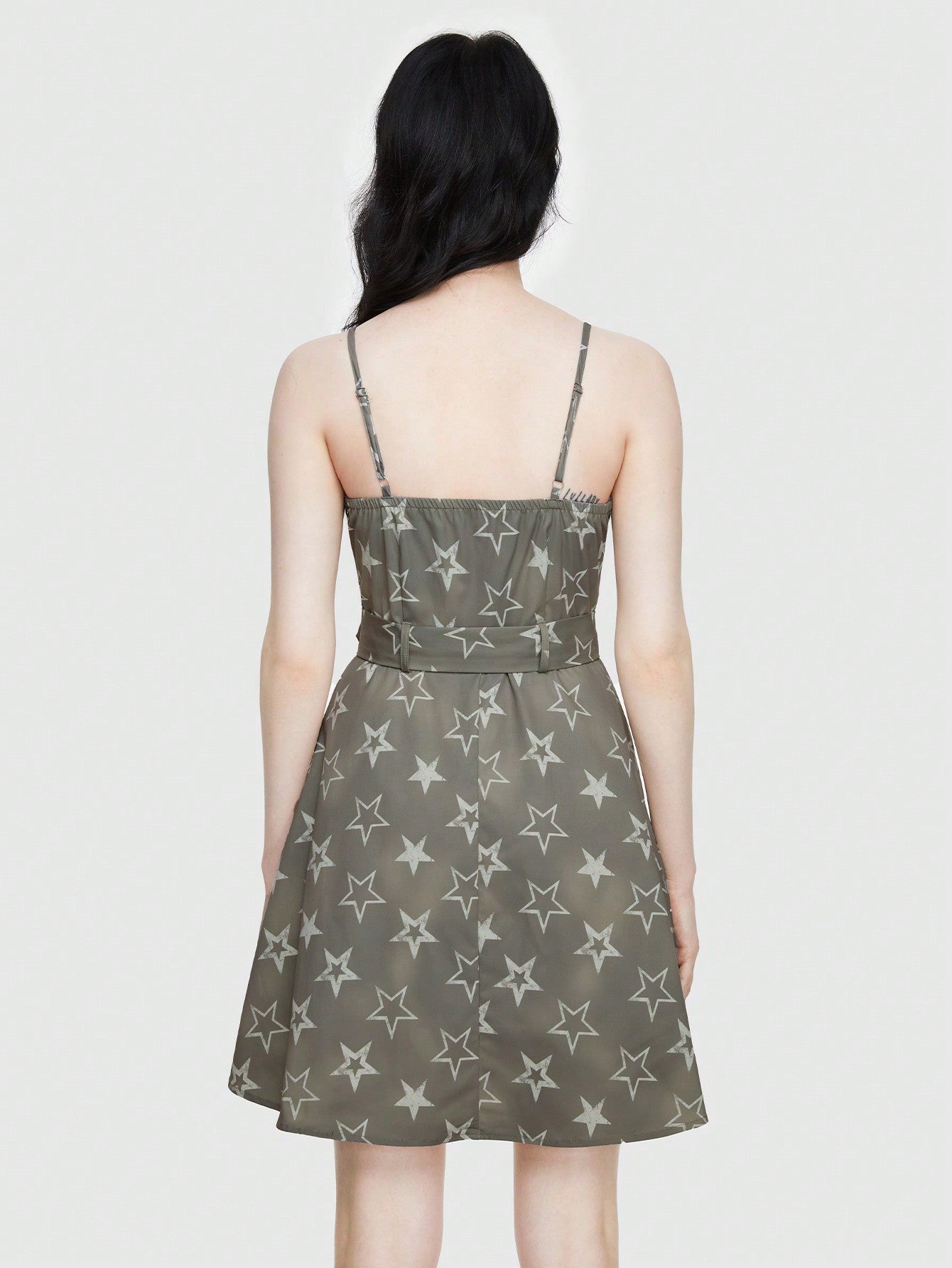 ROMWE Grunge Punk Vestido Camisola Con Diseño De Cinturón Y Estampado De Estrellas Estilo Exterior
