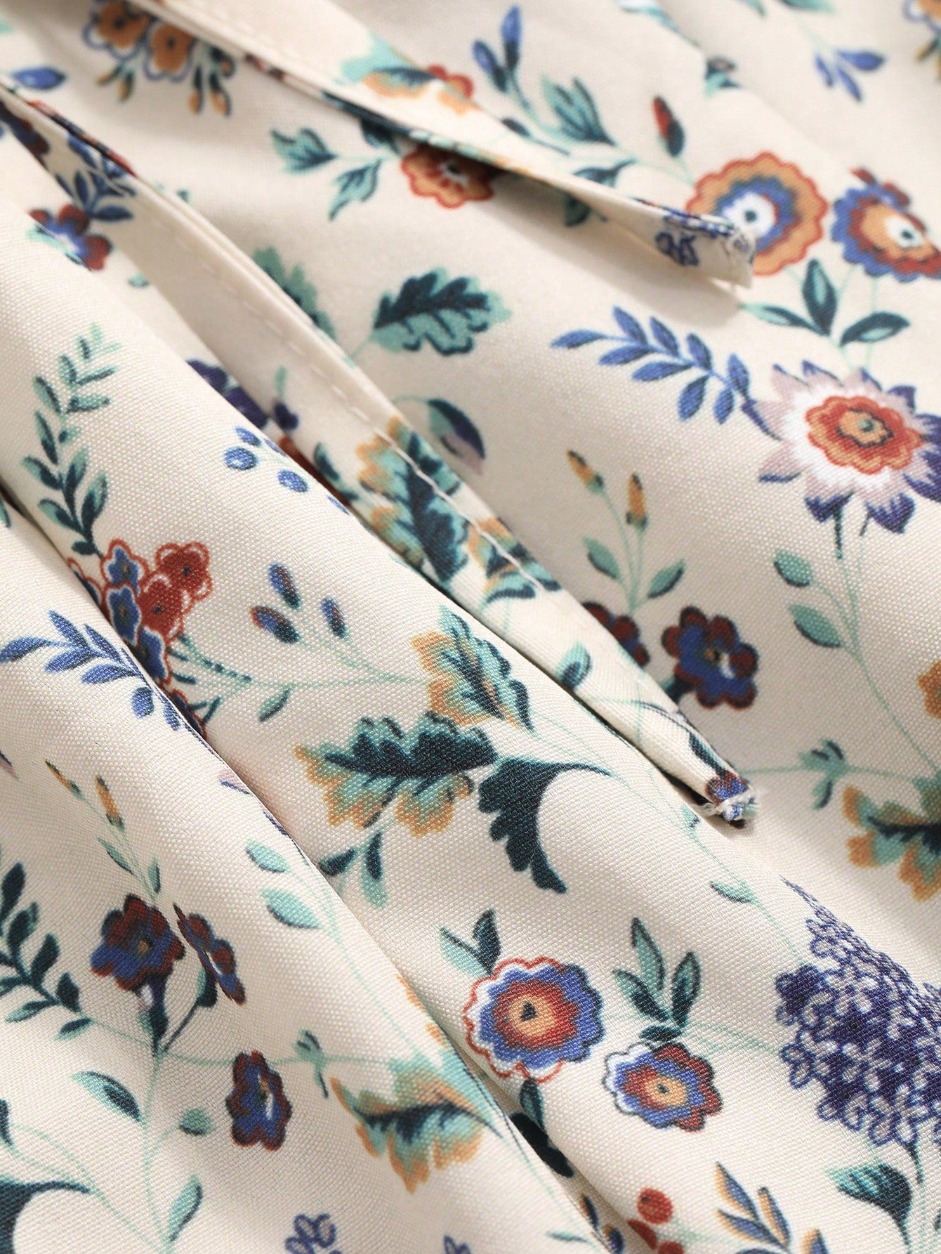 DAZY Blusa De Estampado Floral Para Mujer Con Volantes En El Dobladillo Y Mangas De Linterna