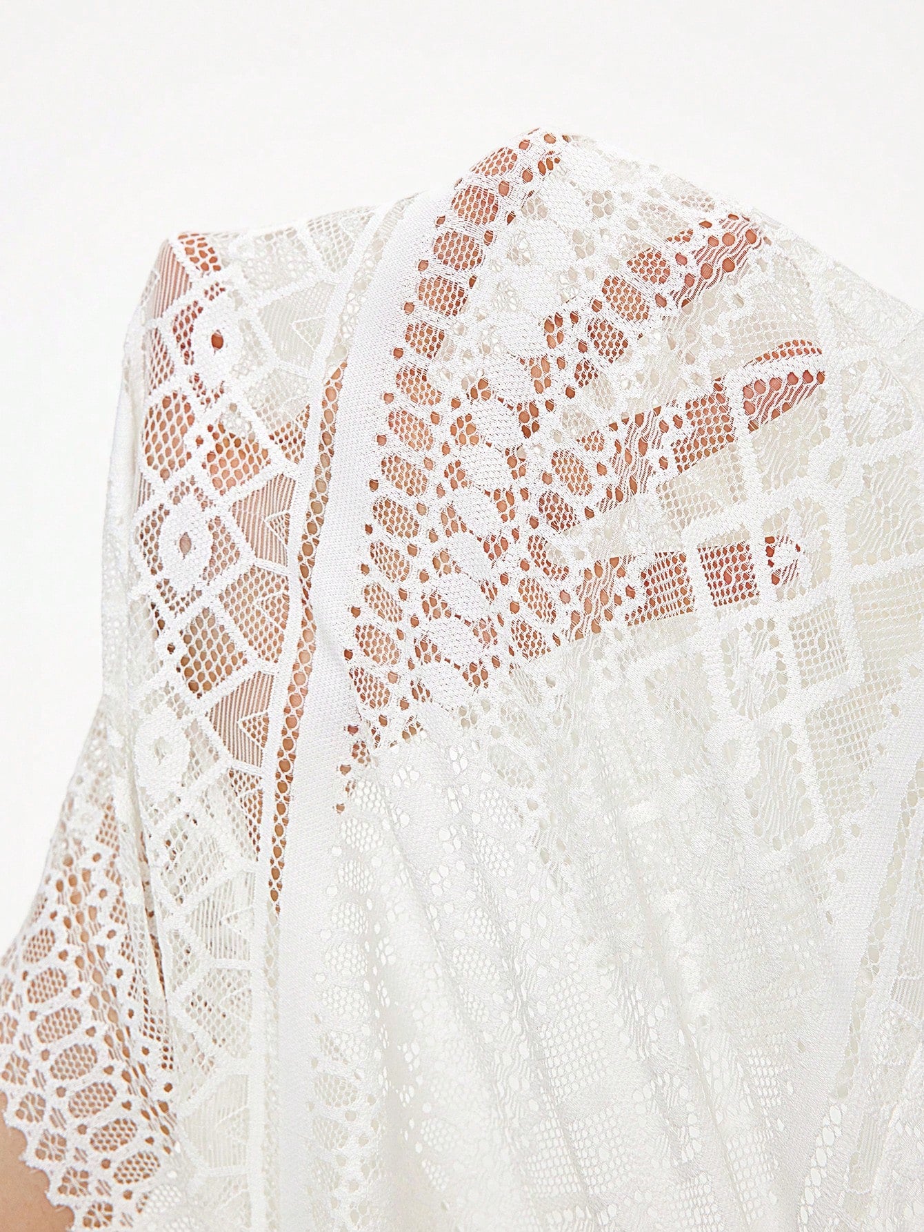 ROMWE Hippie Top largo de manga larga Primavera Verano de moda, ajustado y con capucha de encaje para mujeres