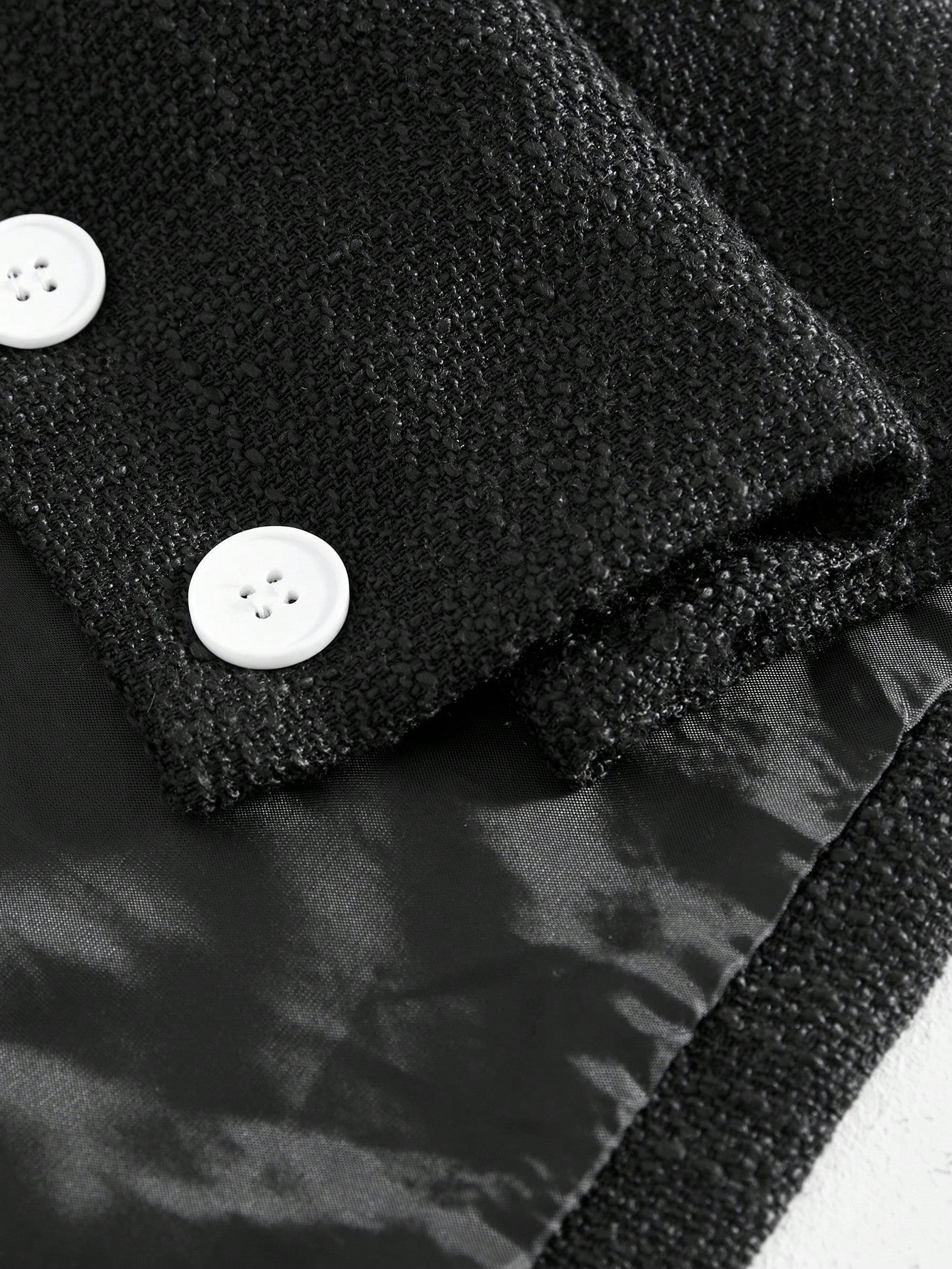 SHEIN EZwear Chaleco corto de chaqueta con cuello para mujer, tejido negro con ribete