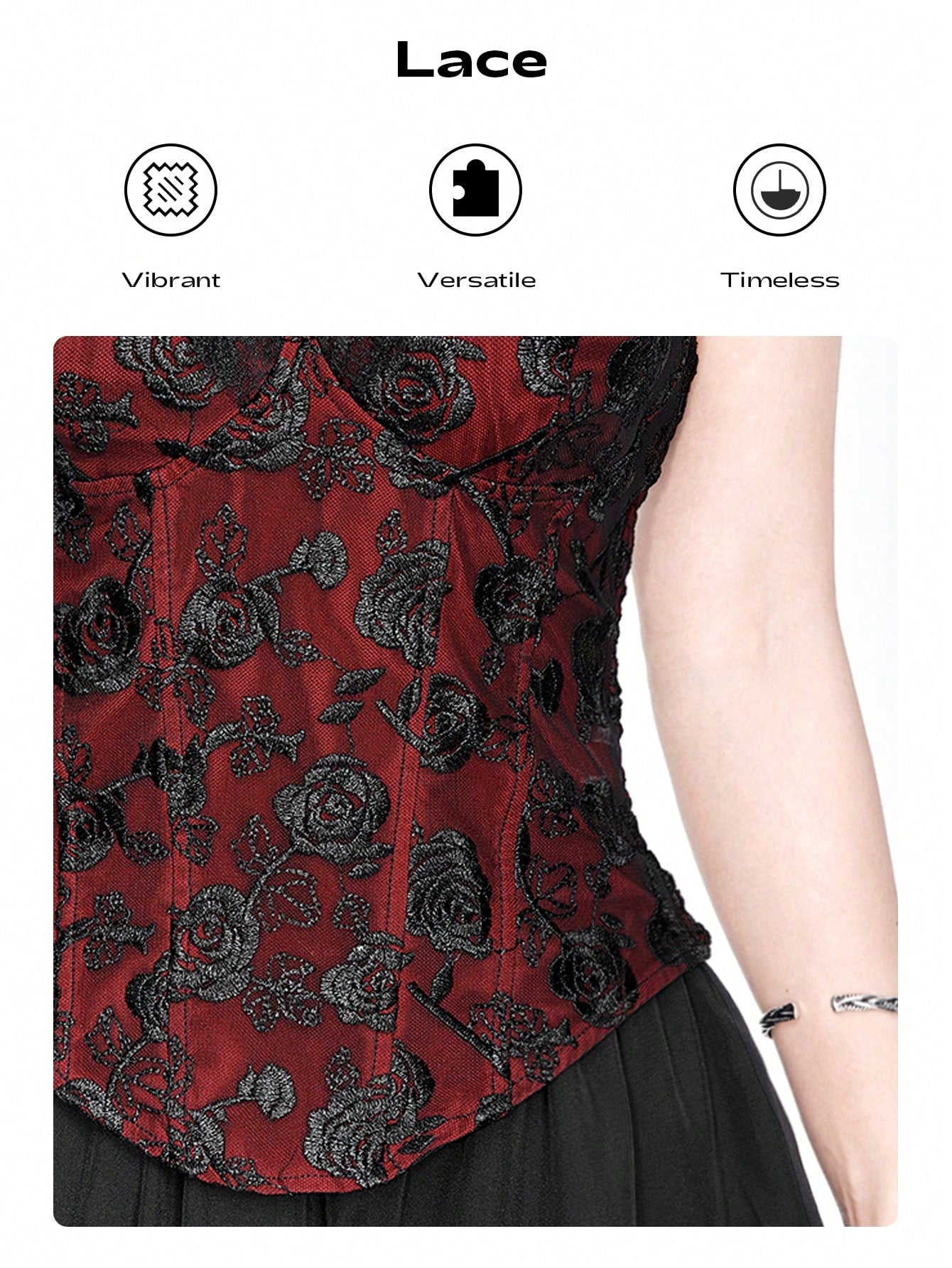 ROMWE Goth Top de tirantes asimétrico para mujer con cuello cruzado de encaje sexy y colgante, con dobladillo asimétrico