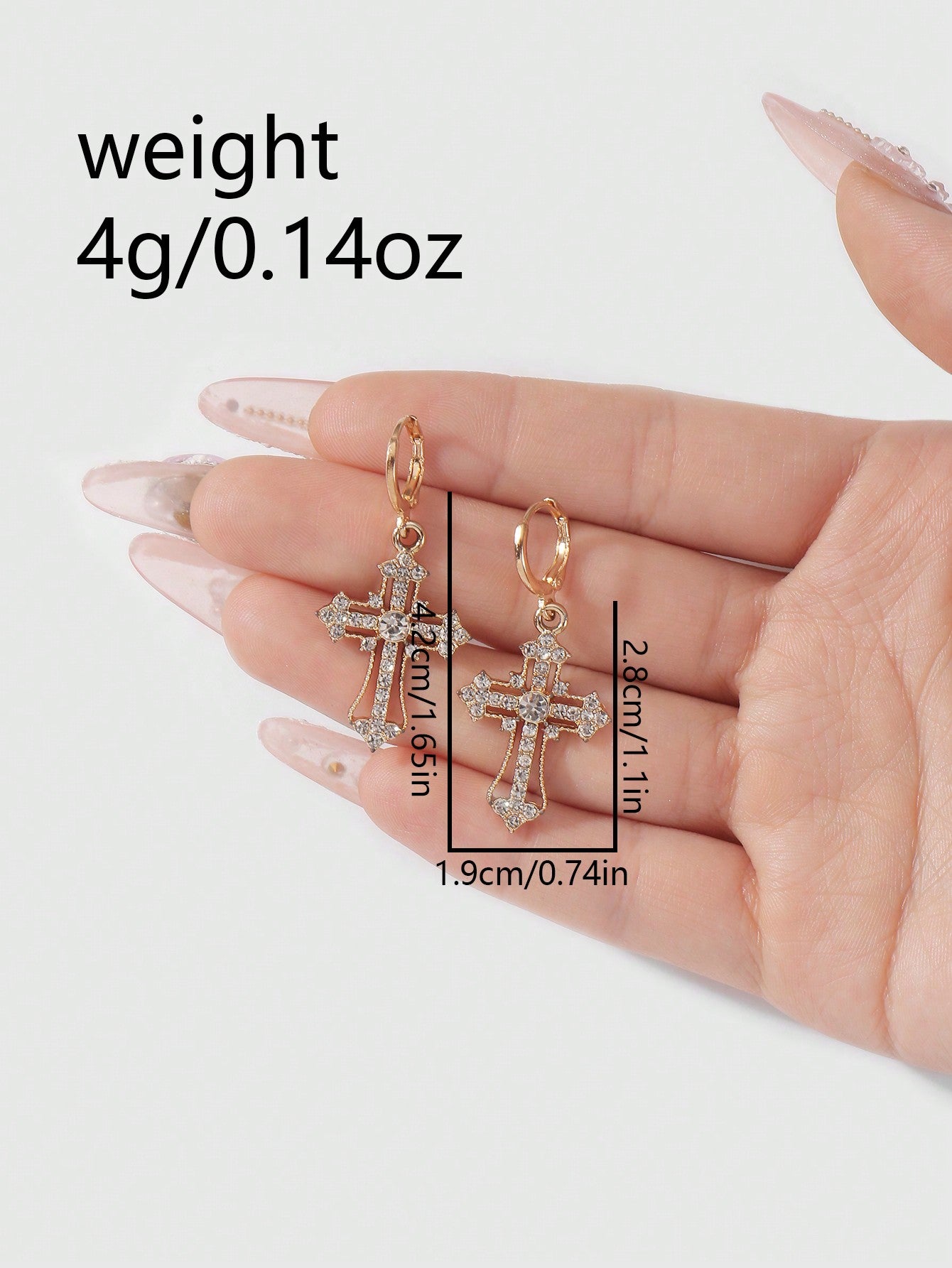 ROMWE Goth 1 par Pendientes colgantes con cruz moda aleación de zinc con diamante de imitación para mujeres para regalo de citas