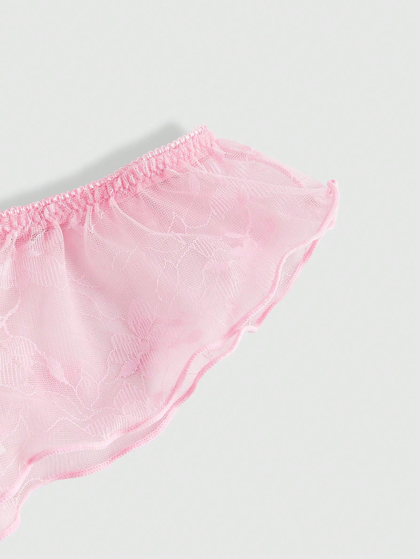 ROMWE Kawaii Conjunto de lencería sexy romántica y dulce con sujetador de encaje con aros, cruzado con decoración de mariposas huecas y tiras en T