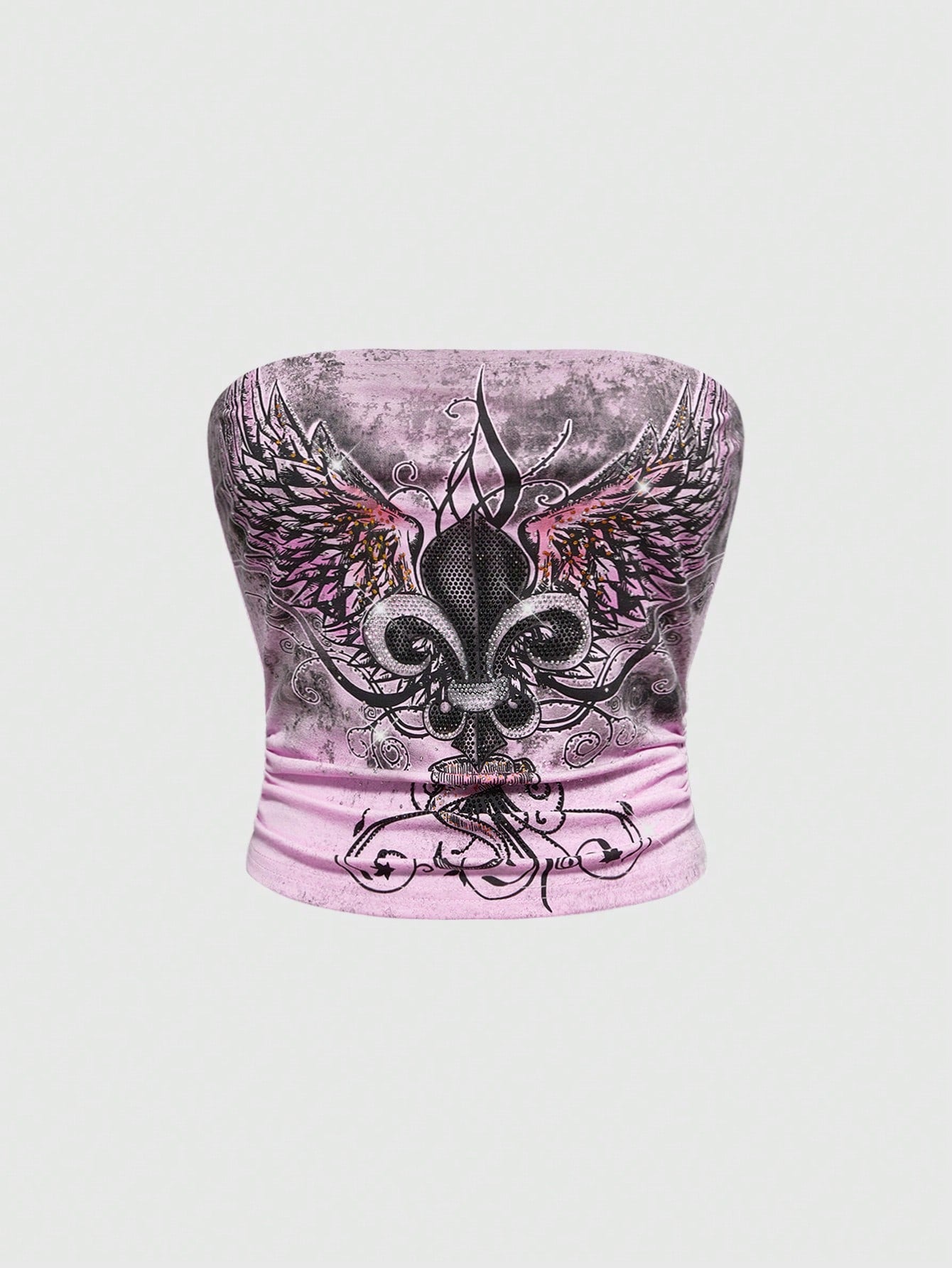 ROMWE Avant Camiseta de tirantes corta con diseño de alas de strass para mujer, de estilo Y2K, para el verano