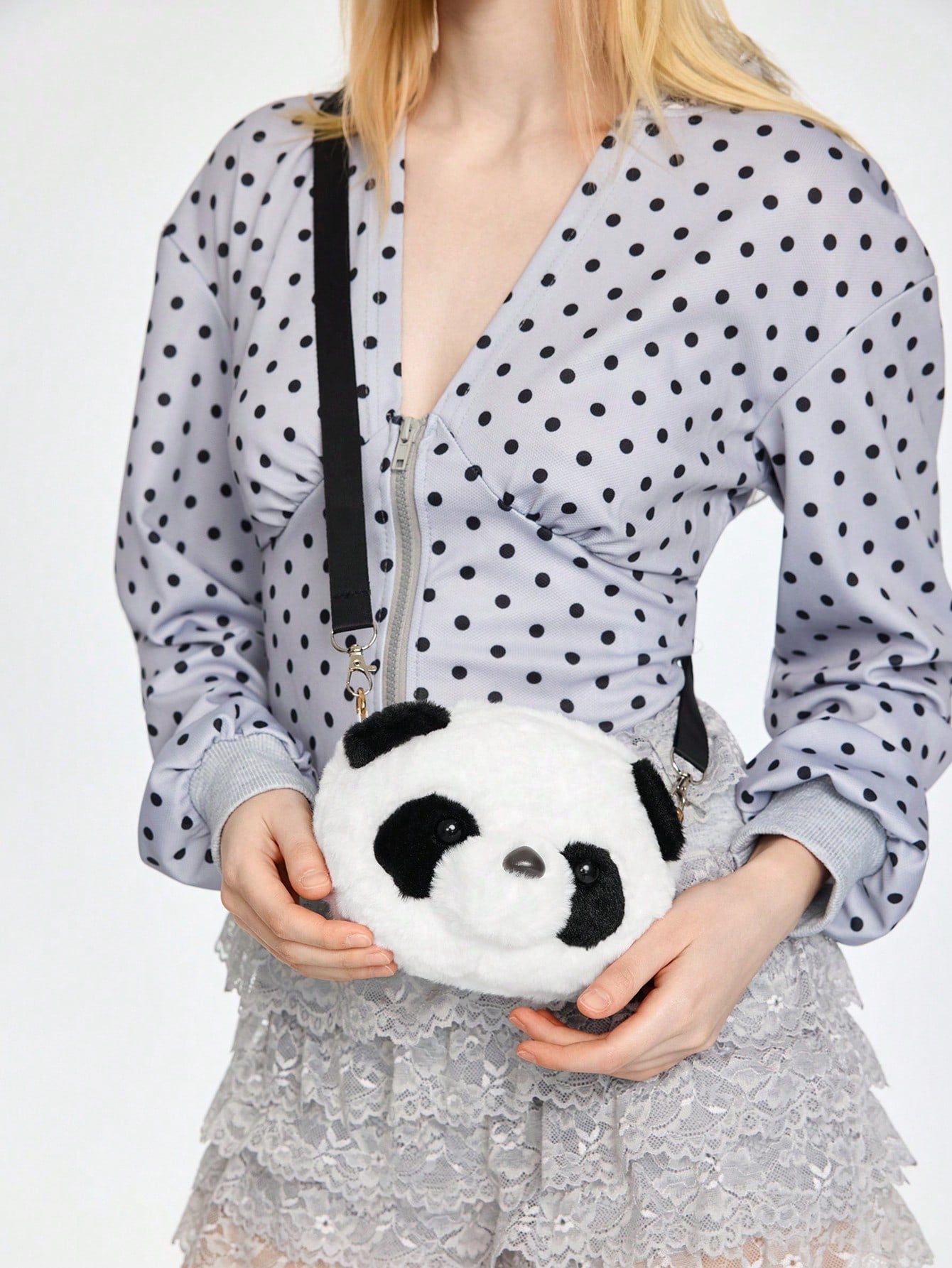 ROMWE Bolso bandolera mini de moda con diseño de panda de dibujos animados, accesorios de moda, billetera de viaje, regalo de Navidad y cumpleaños, bolso bandolera de juguete animal, monedero ligero para teléfono celular